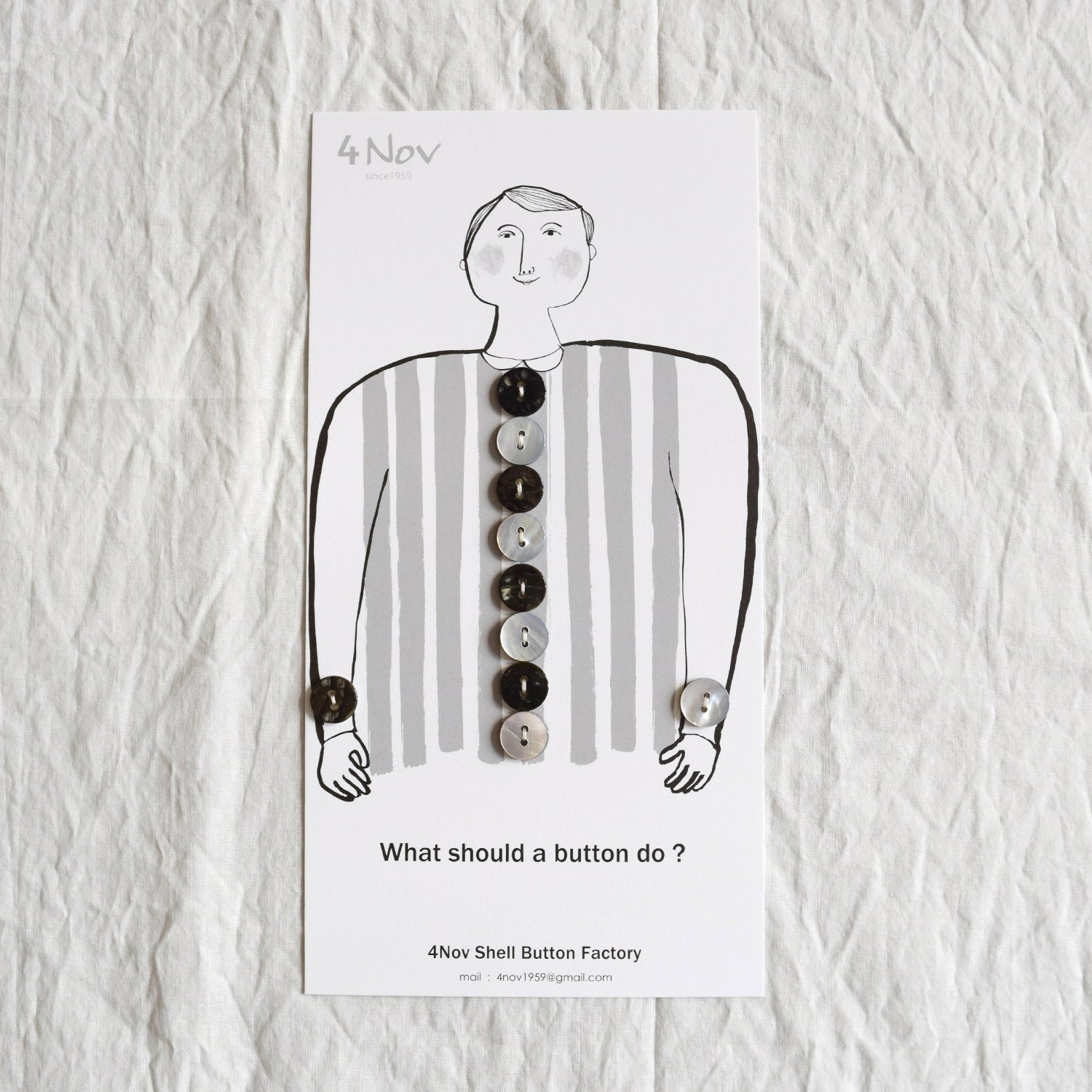 4nov Shell Buttons [Flat Round Black x White / 13mm] LPS-077 - Image 2