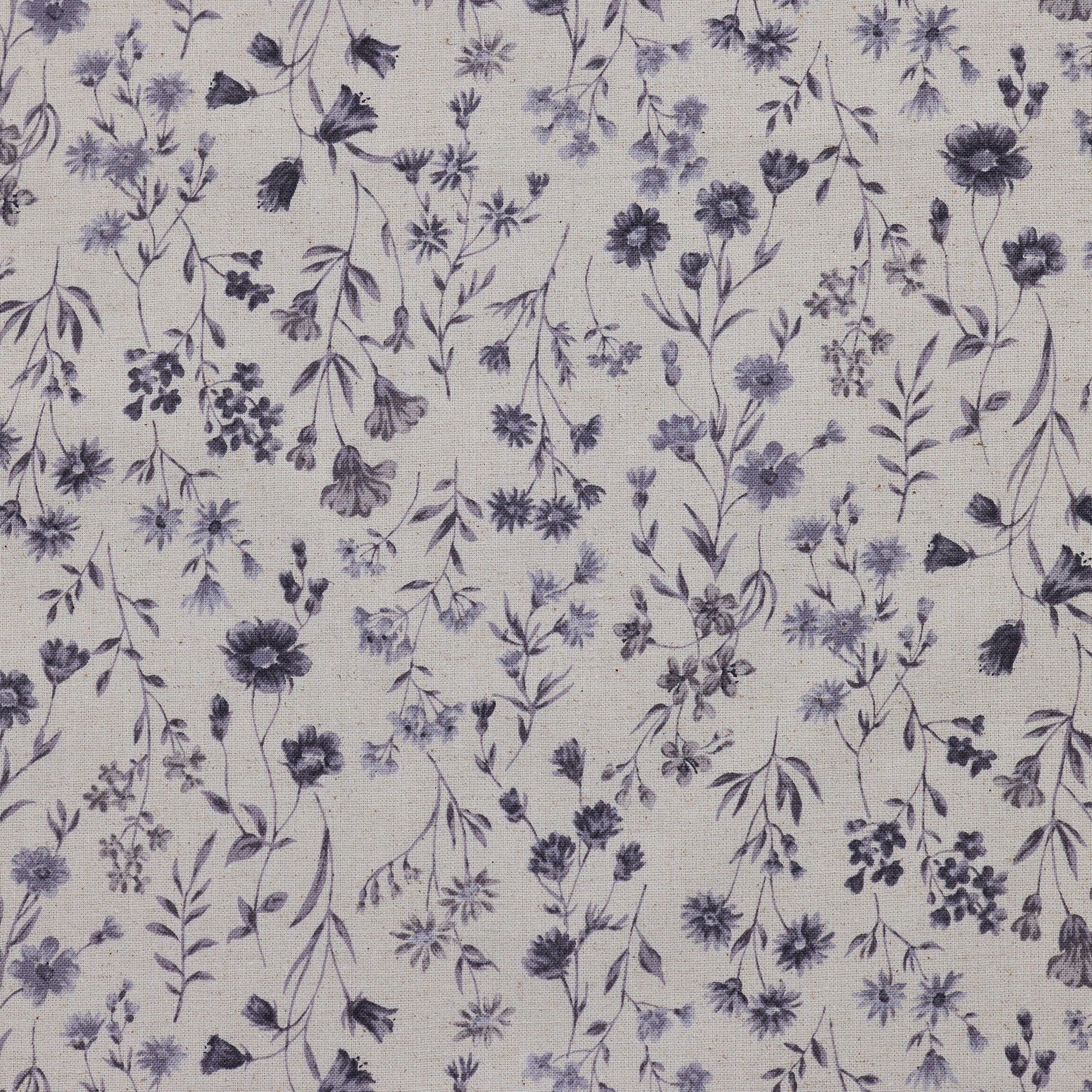 Antique Flowers Cotton Linen Sheeting - Grey YPA-69040-1