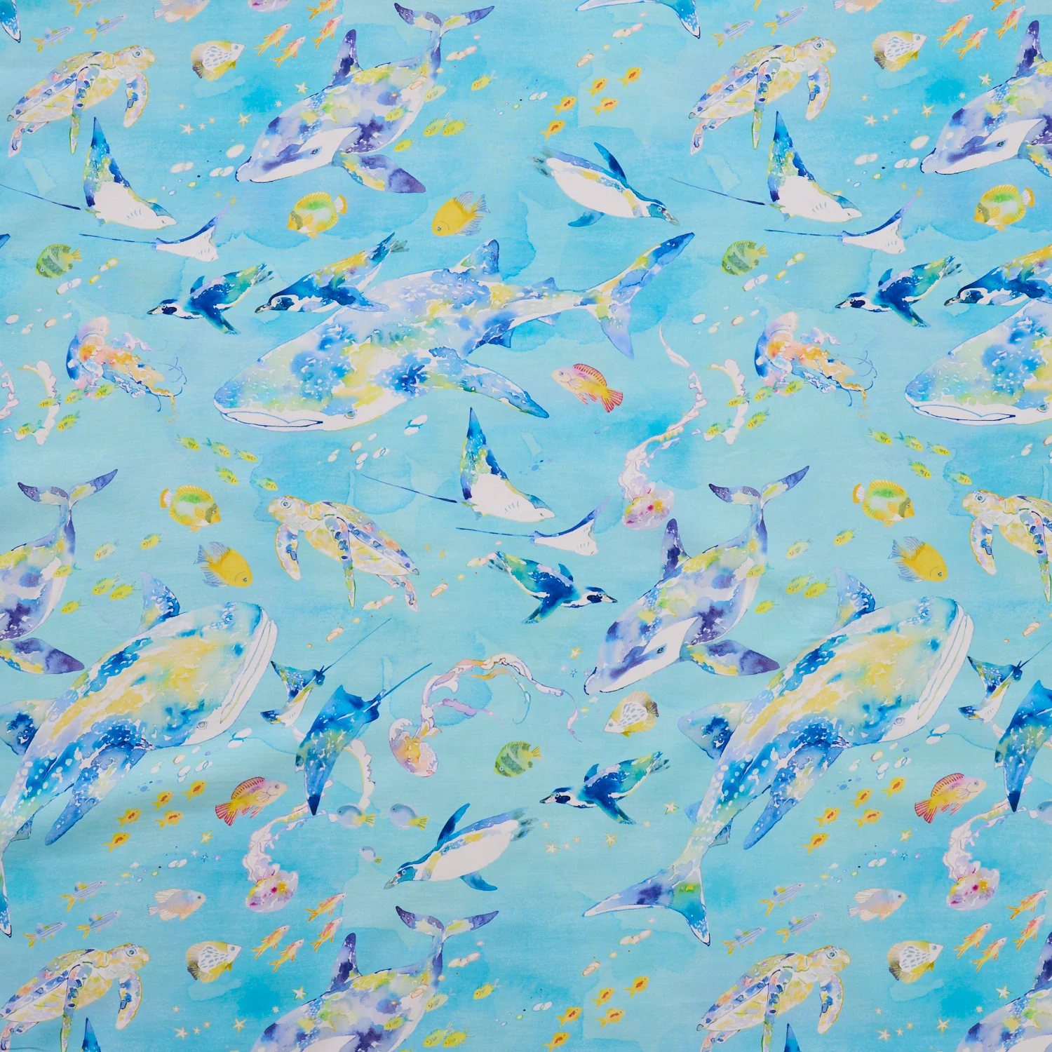 Aquarium Animals Printed Cotton Sheeting