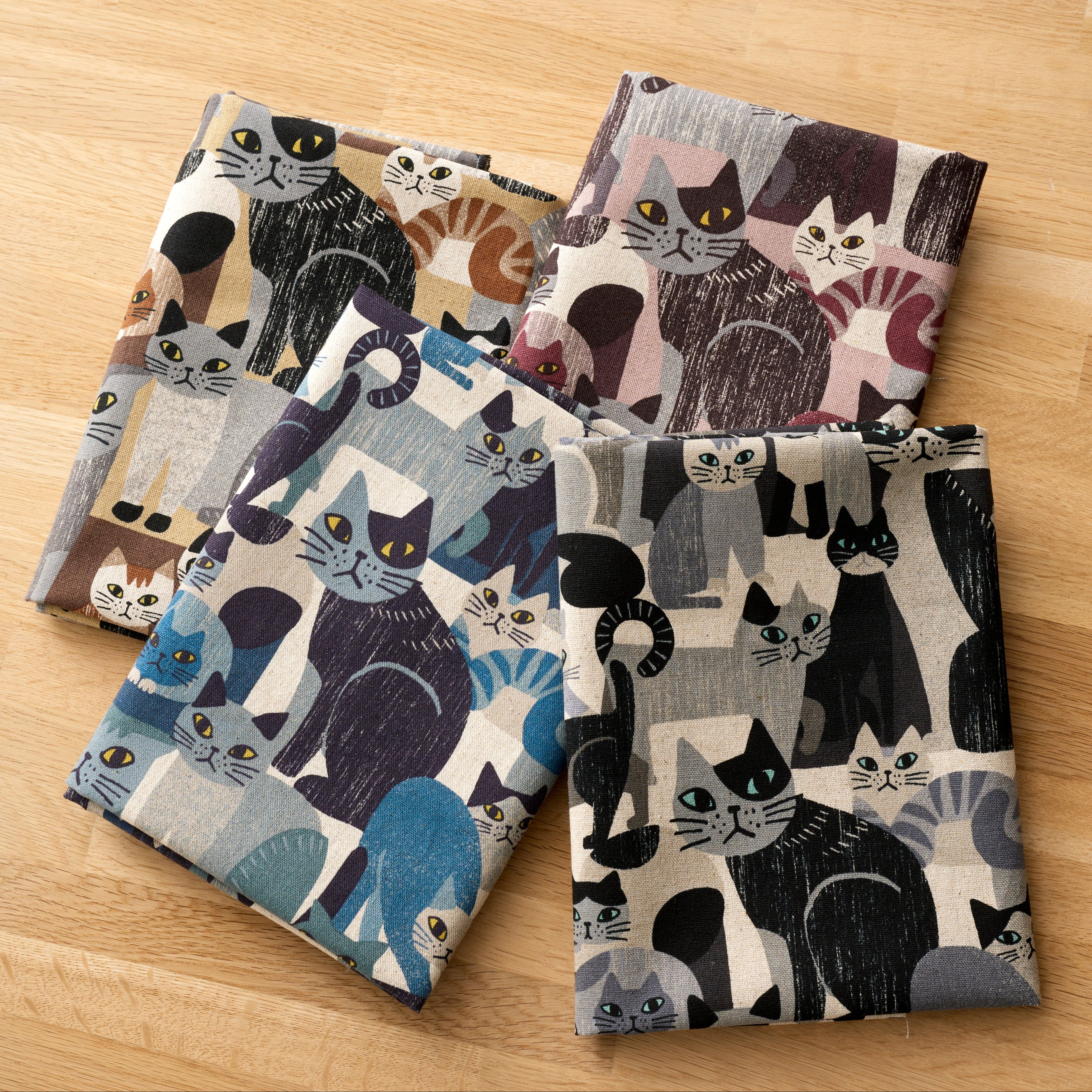 Art Animal Cats Cotton Linen Canvas - Beige YGA-91060-1 - Image 3