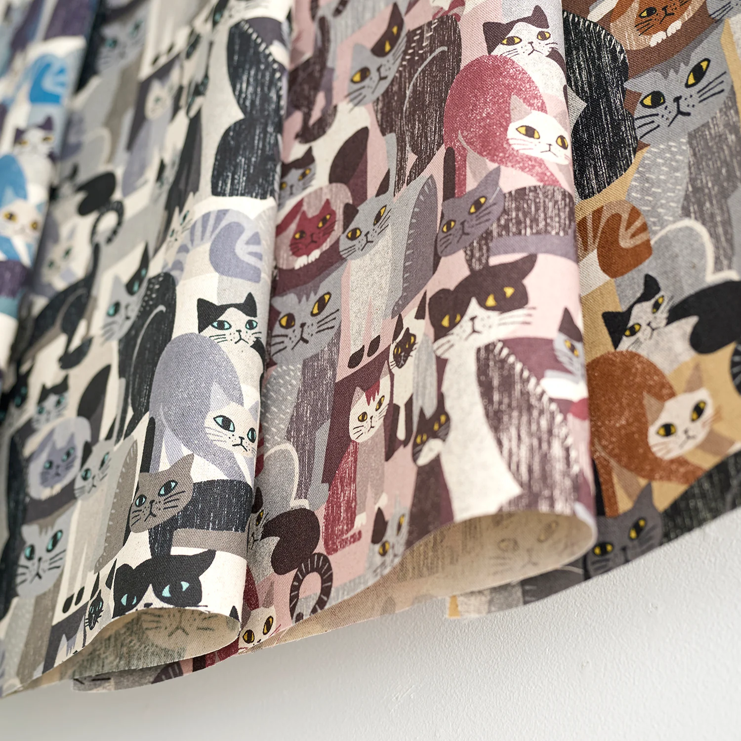Art Animal Cats Cotton Linen Canvas - Beige YGA-91060-1 - Image 8