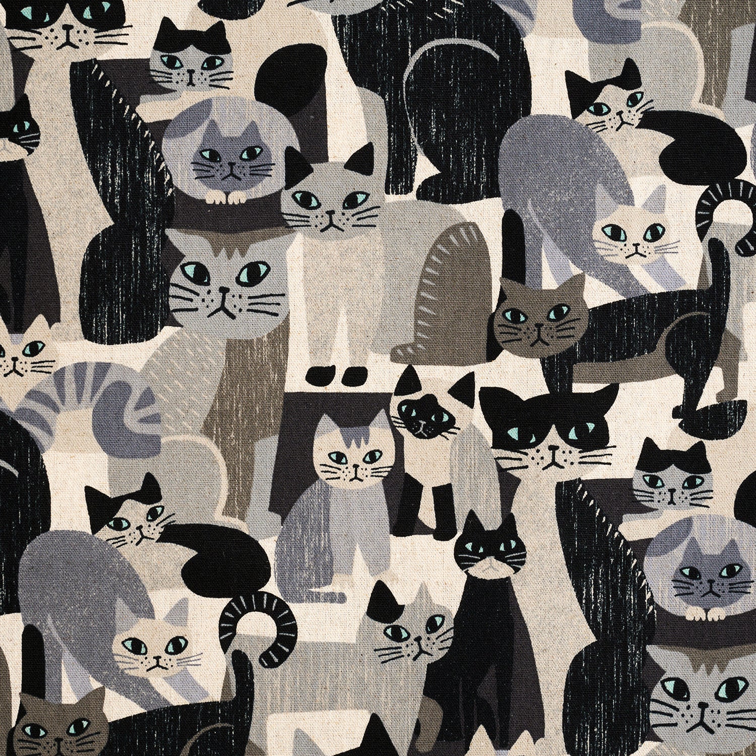 Art Animal Cats Cotton Linen Canvas - Black YGA-91060-1