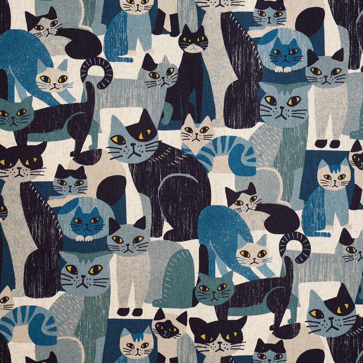 Art Animal Cats Cotton Linen Canvas - Blue YGA-91060-1