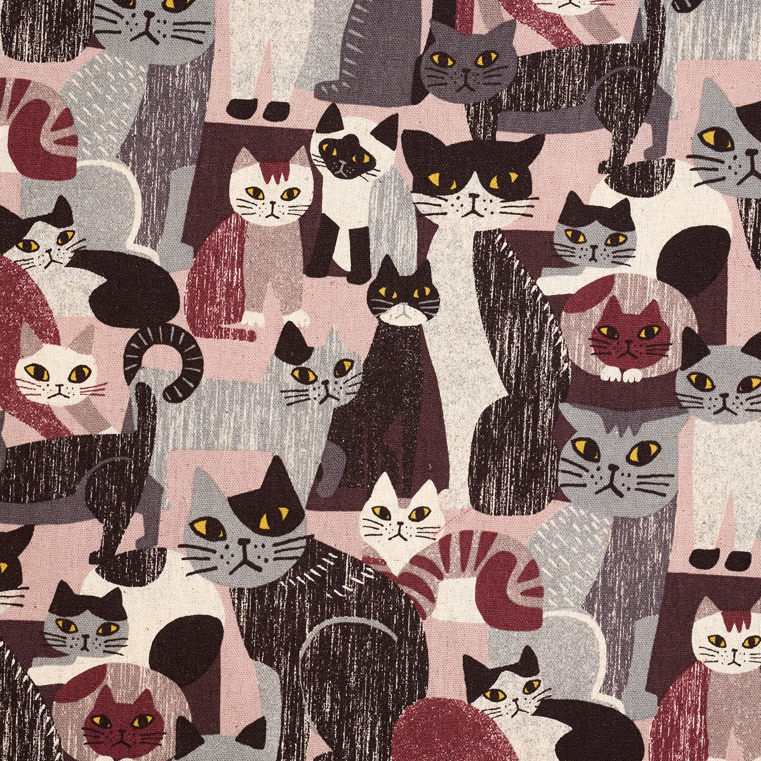 Art Animal Cats Cotton Linen Canvas - Pink YGA-91060-1