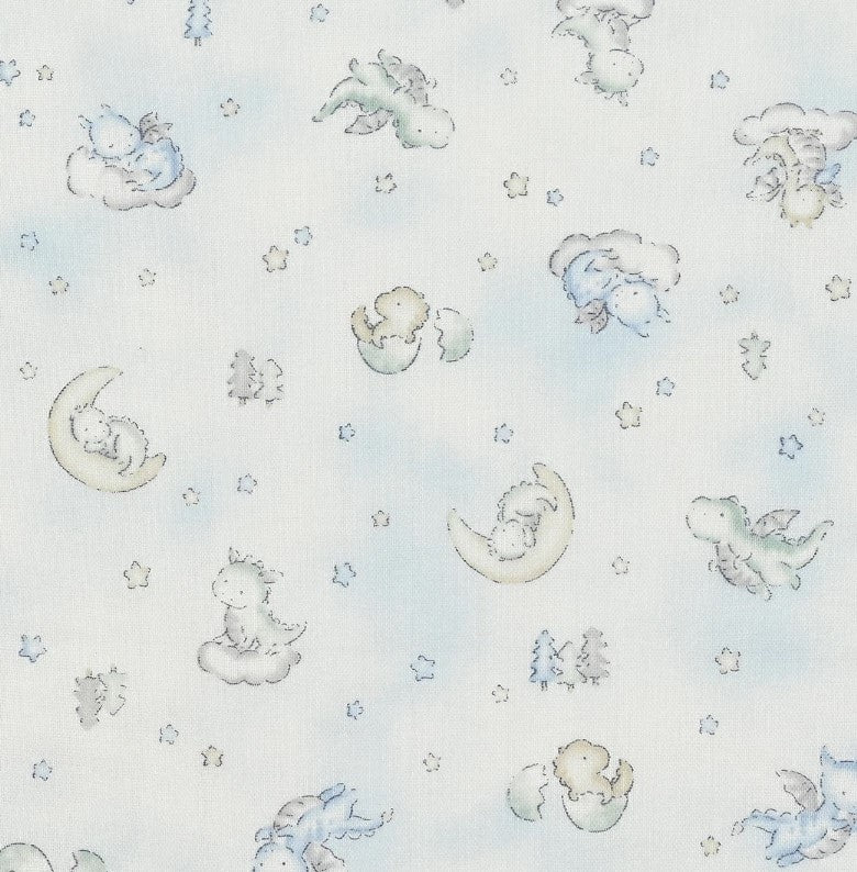 Baby Dinosaur Cotton Double Gauze - Sax Blue YPA-66020-1