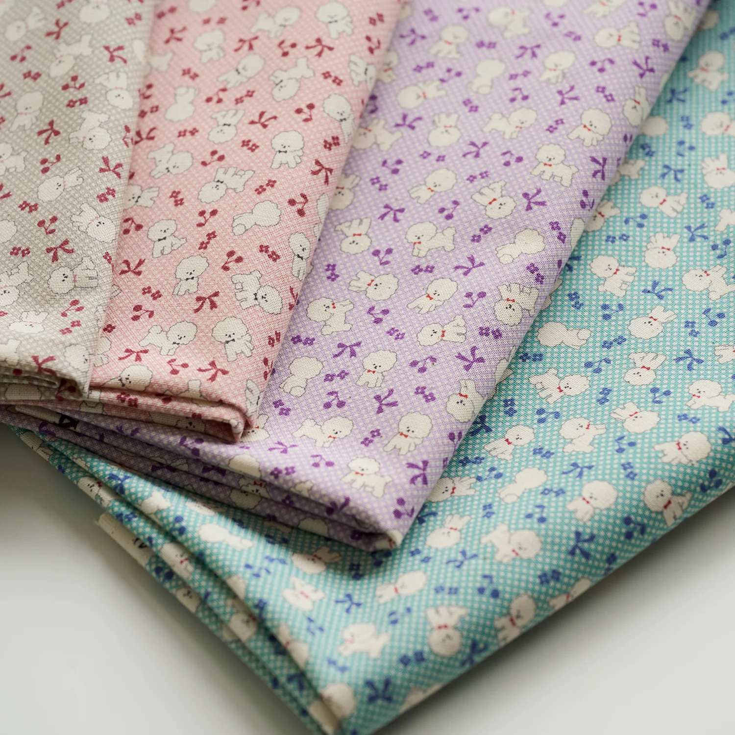 Chibi-pri Bichon Frise Cotton Sheeting - Light Purple YKA-31040-1 - Image 3