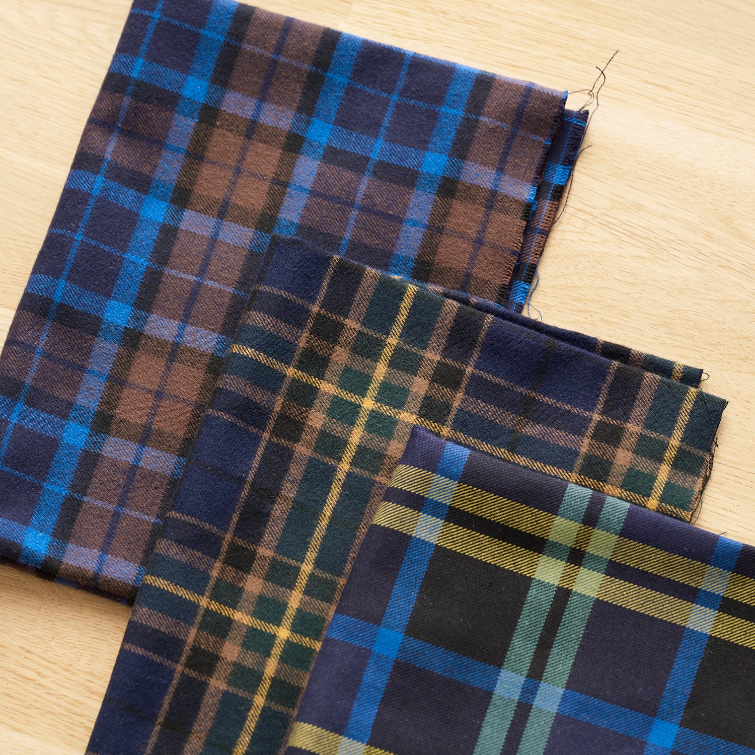 Cotton Yarn-dyed Check Flannel Fabric - Navy x Yellow TS-2050-1 - Image 3