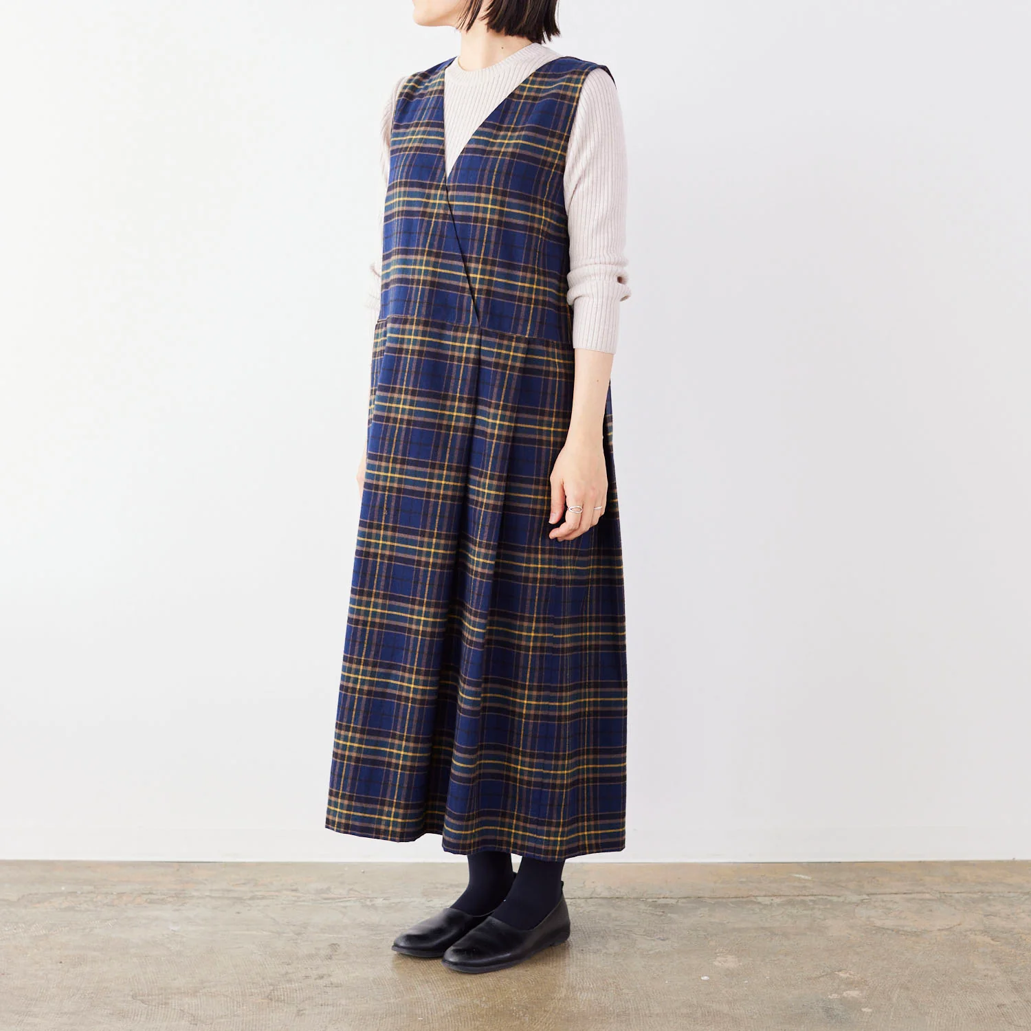 Cotton Yarn-dyed Check Flannel Fabric - Navy x Yellow TS-2050-1 - Image 7