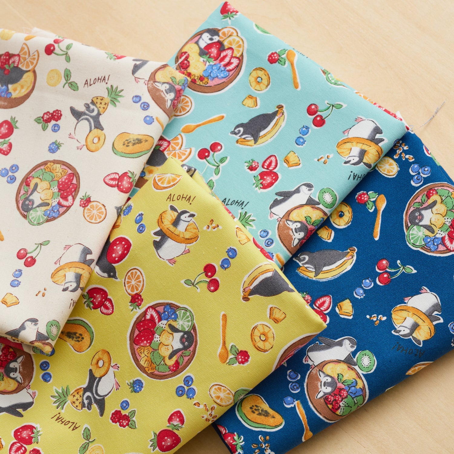 Delicious Animal Acai Bowl Penguin Cotton Oxford - Light Beige YGA-91070-2 - Image 3