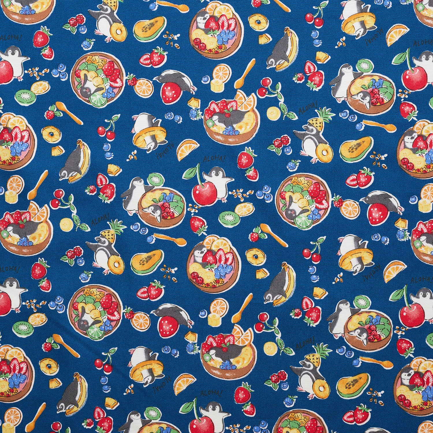 Delicious Animal Acai Bowl Penguin Cotton Oxford - Navy YGA-91070-2 - Image 2
