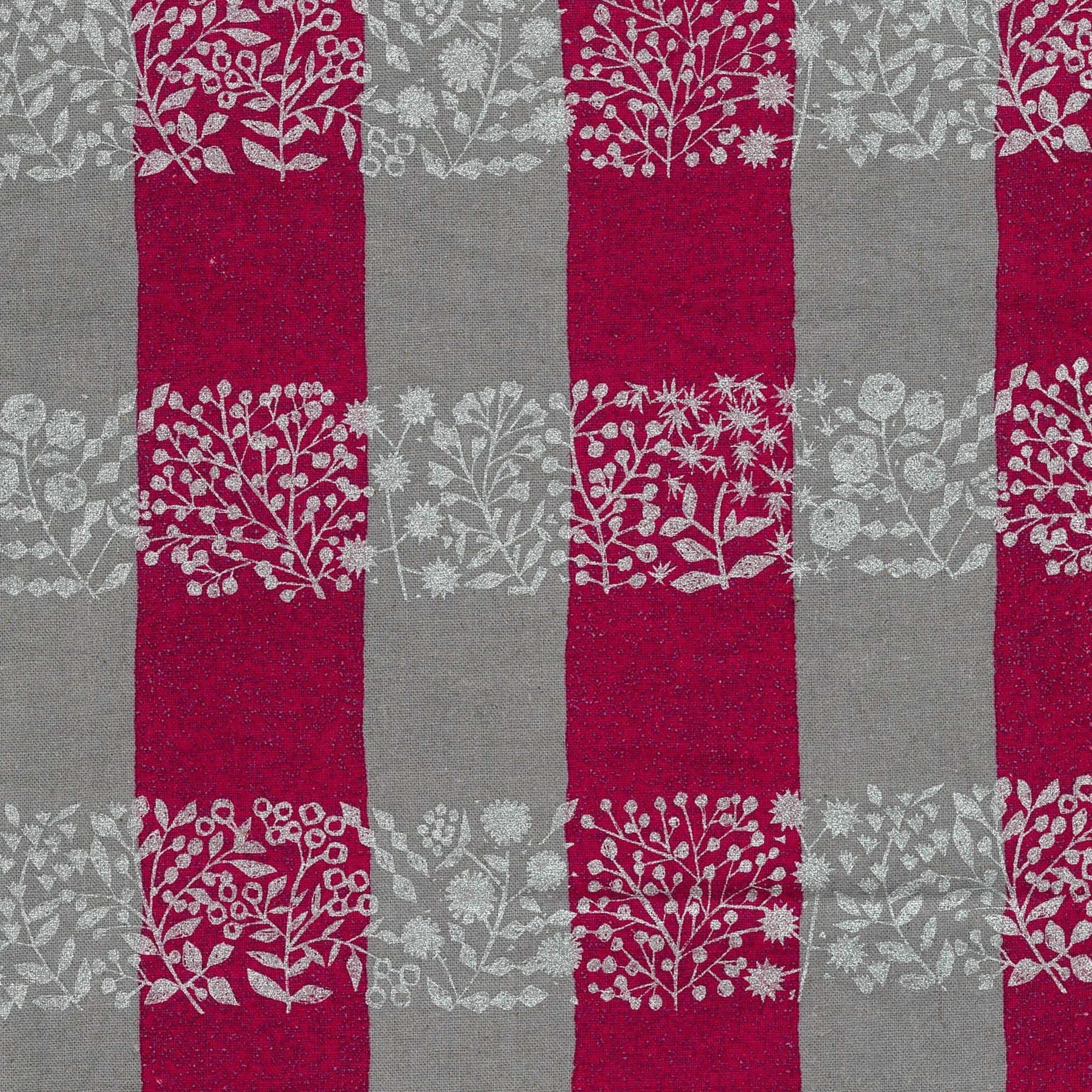 echino Lattice Cotton Linen Canvas - Grey x Red EKX-98090-91