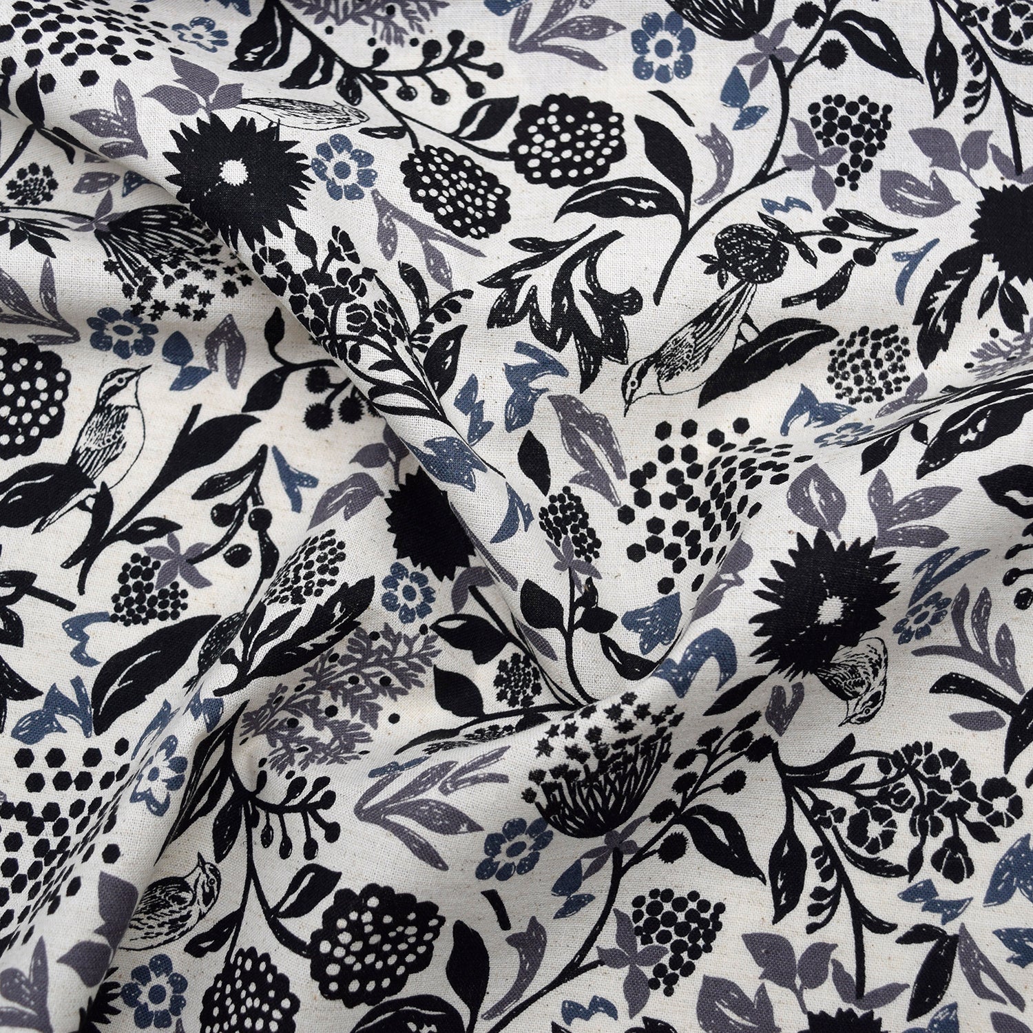 echino Murmur Cotton Linen Sheeting - White x Black EKX-98130-31 - Image 2