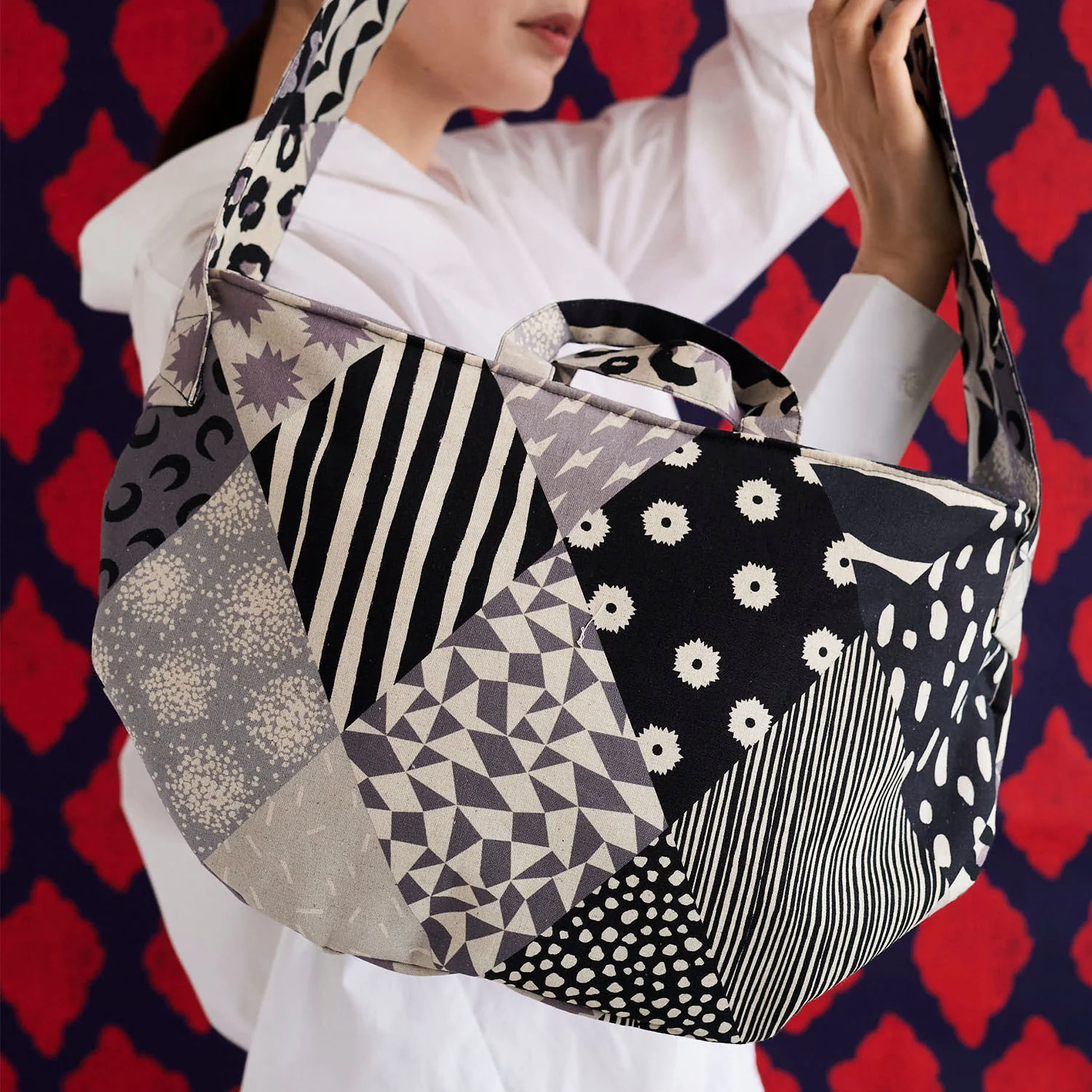 echino Rhombus Cotton Linen Canvas - Black EKX-98120-22 - Image 3