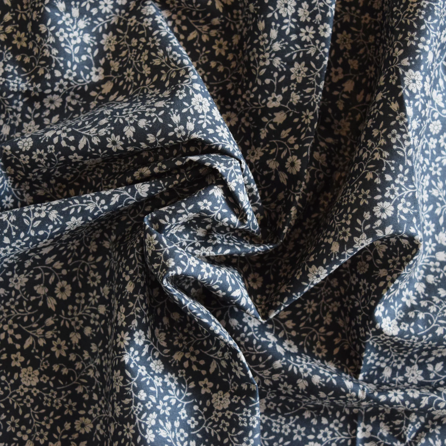 Flownny Petit Flowers Cotton Lawn - Black NFA-1040-43 - Image 2