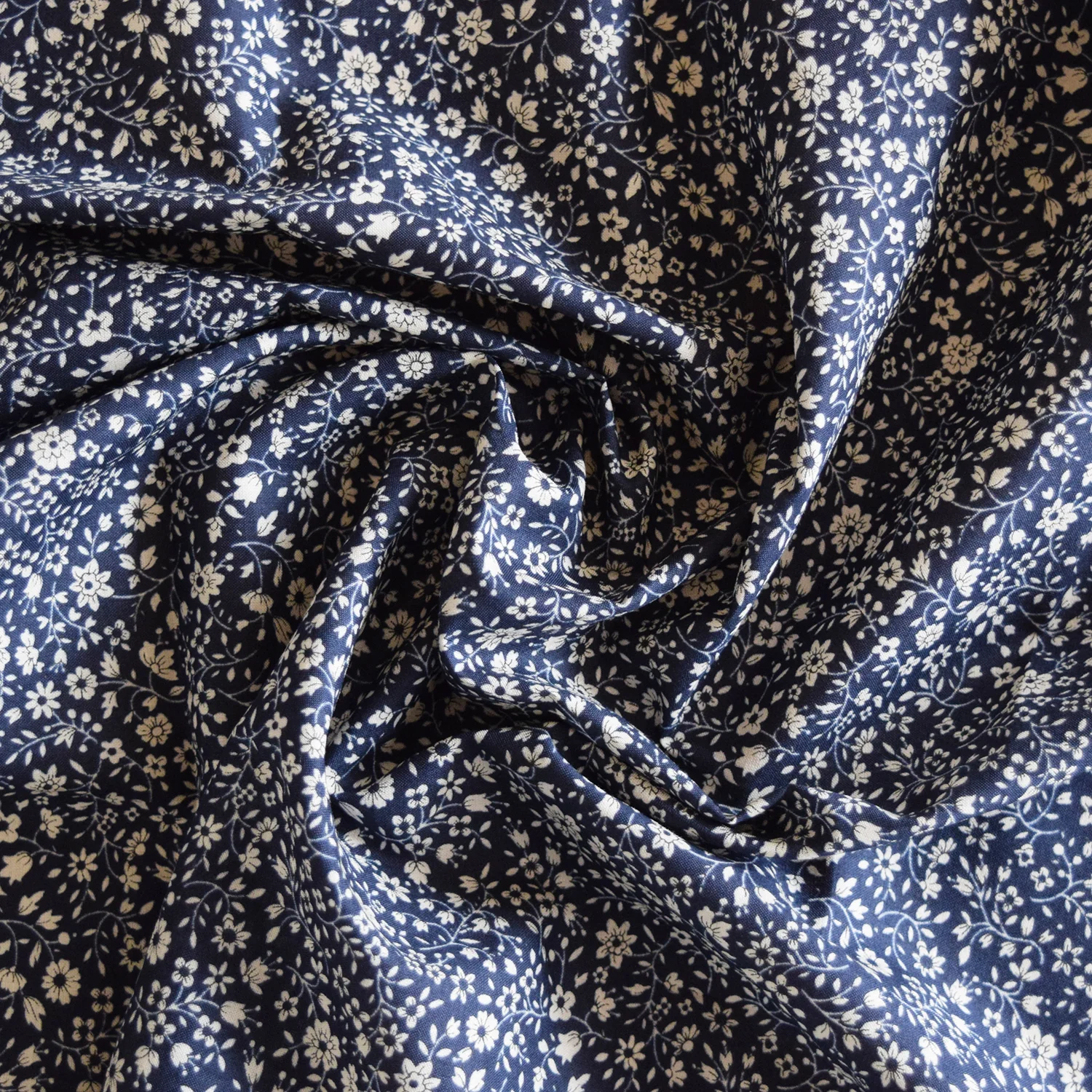 Flownny Petit Flowers Cotton Lawn - Navy NFA-1040-43 - Image 2