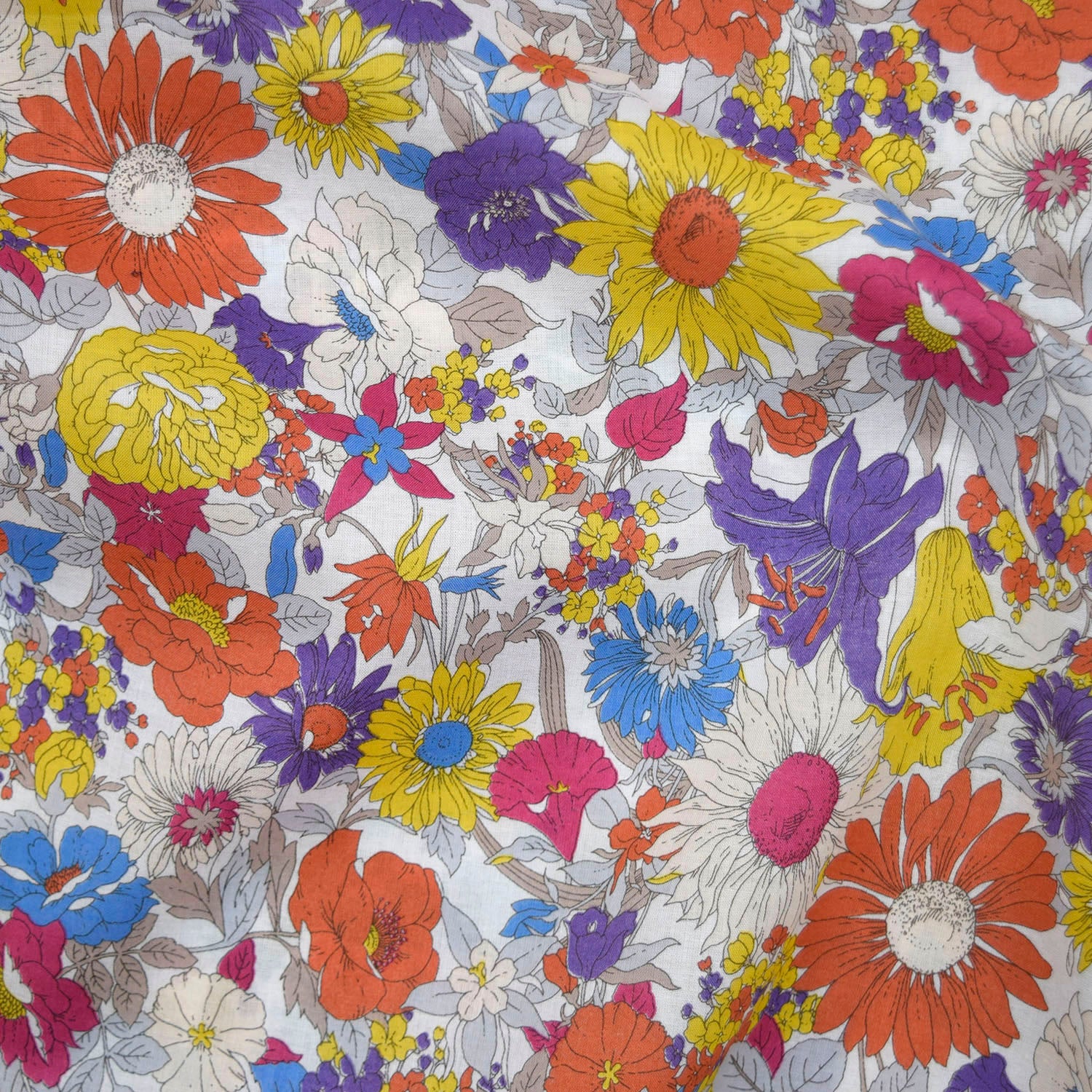 Flownny Summer Flowers Cotton Lawn - Mix Color NFA-1000-5