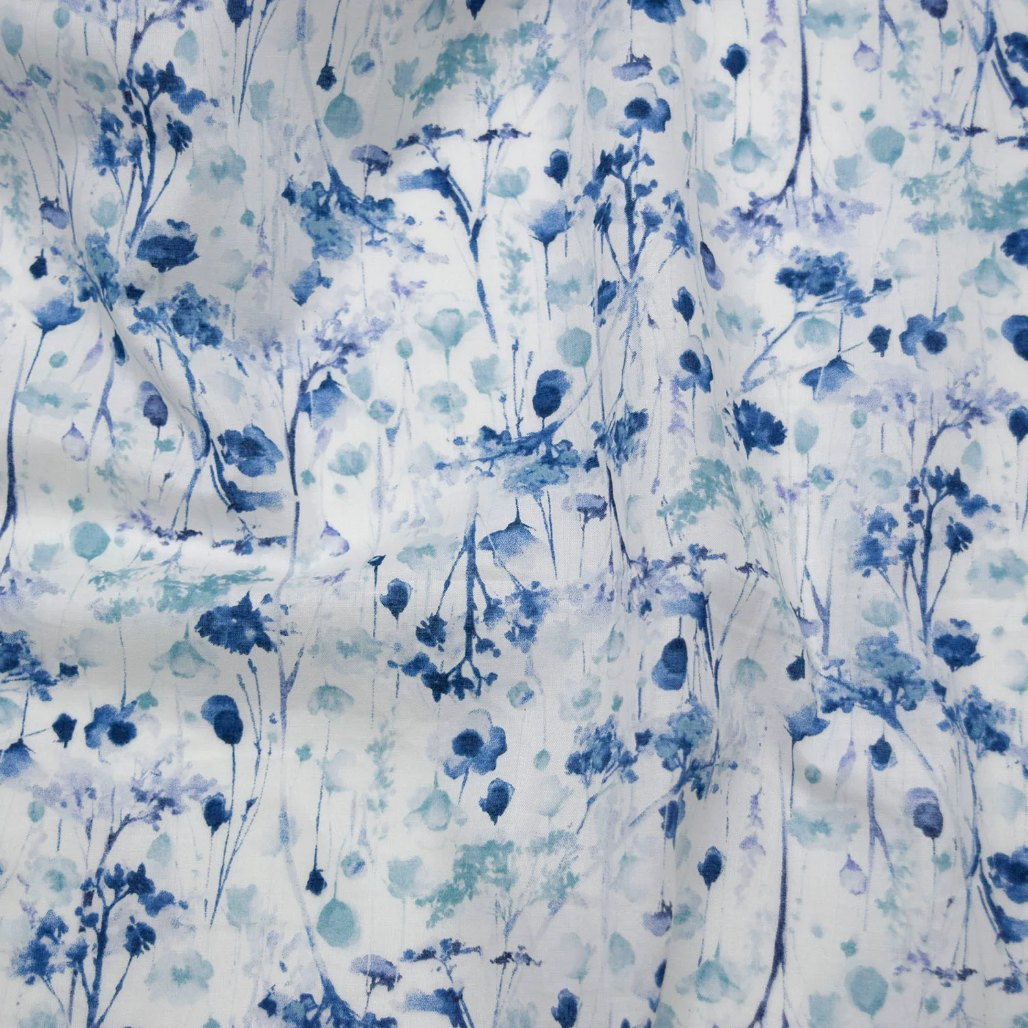 Flownny Watercolor Style Floral Cotton Lawn - Blue NFA-1030-33