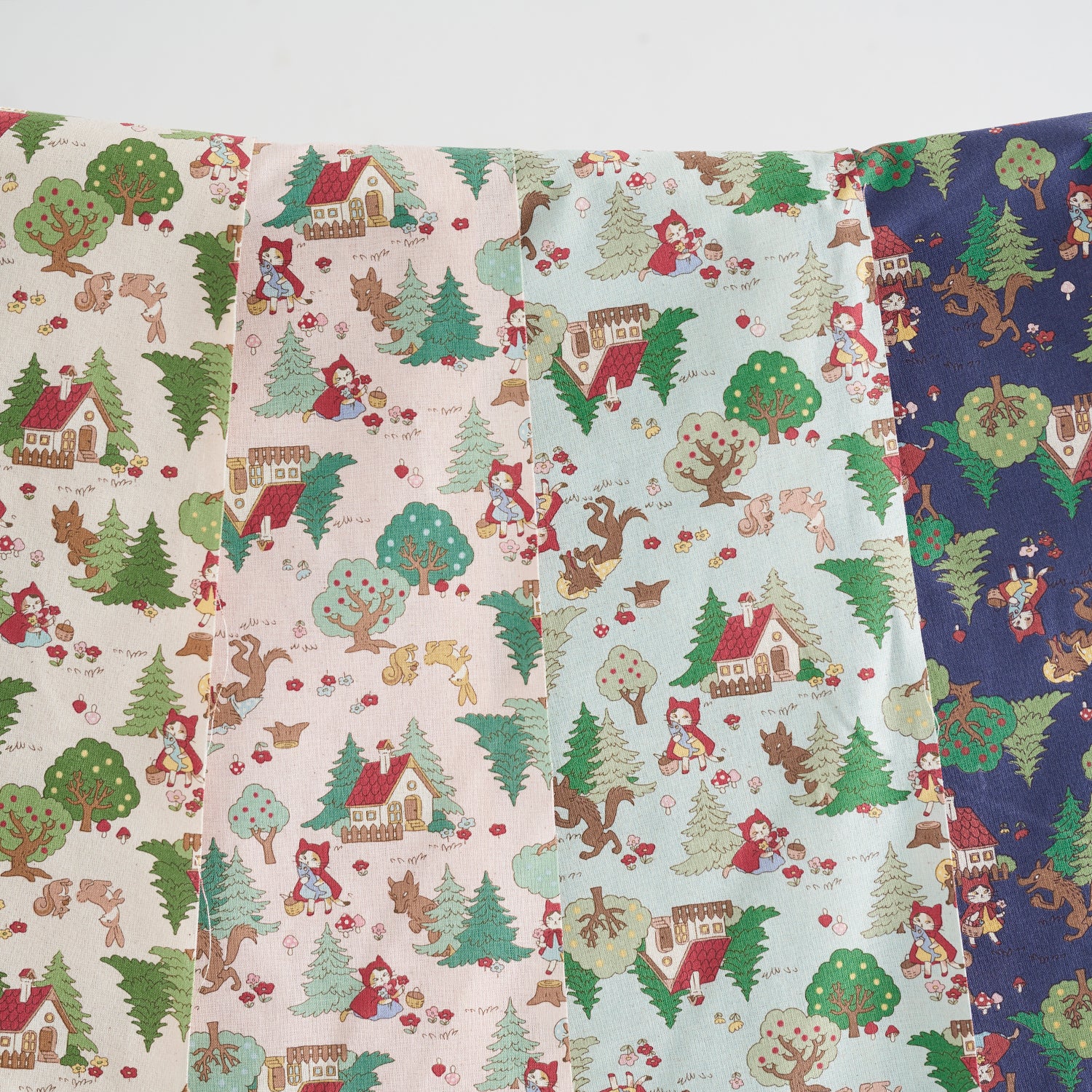 Funny Cats "Little Red Kitty Hood" Cotton Sheeting - Light Beige YKA-36020-1 - Image 2