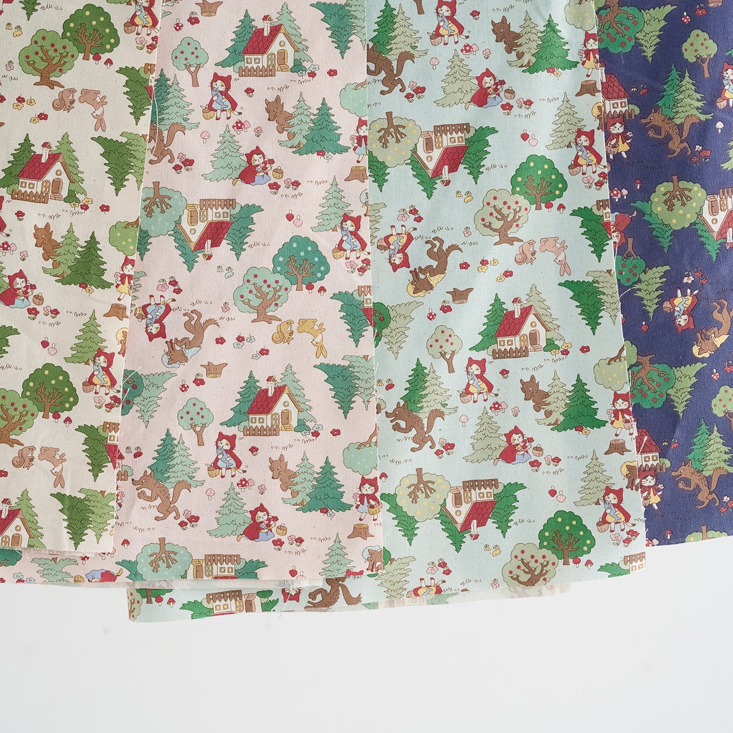 Funny Cats "Little Red Kitty Hood" Cotton Sheeting - Light Beige YKA-36020-1 - Image 4