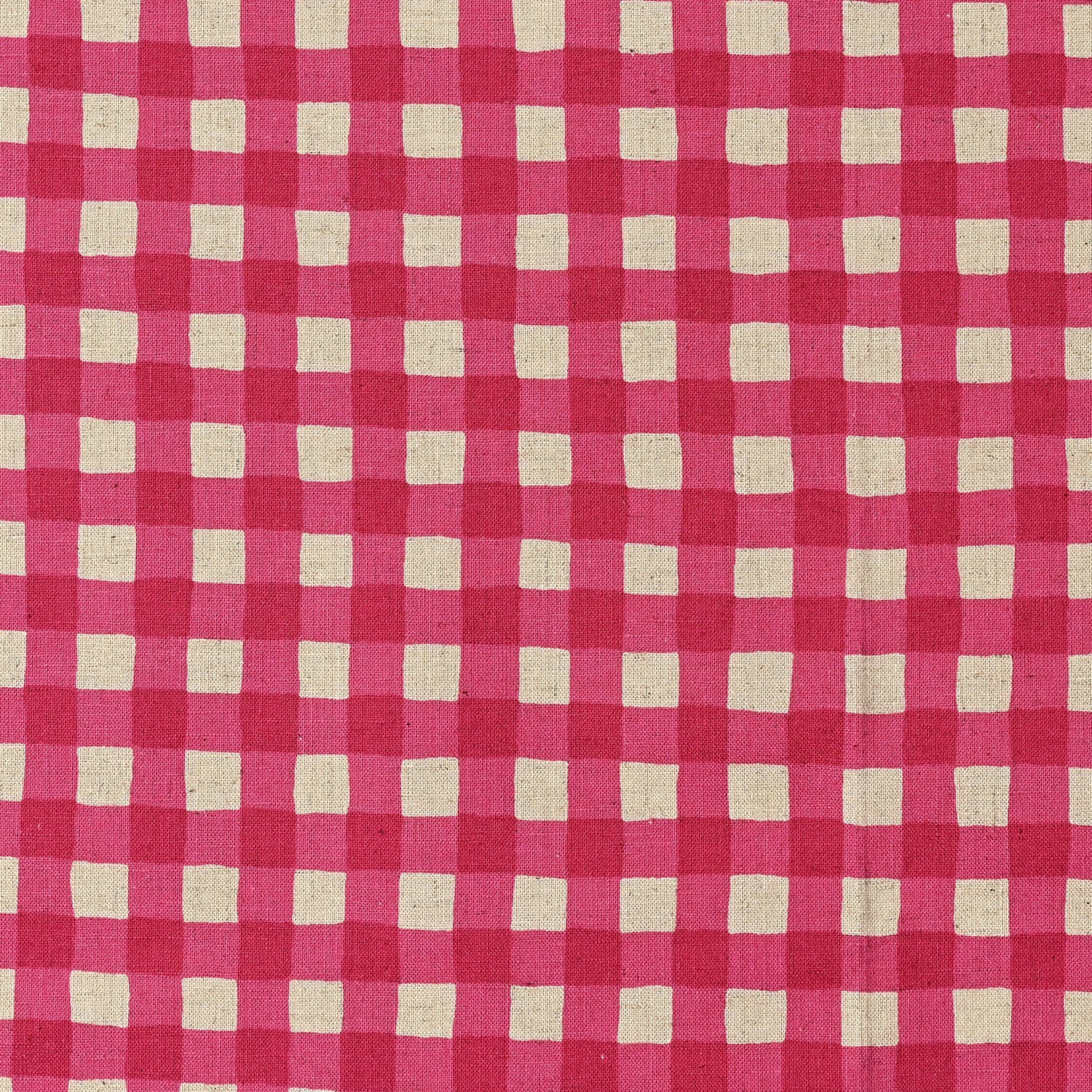 Gin-gam Check Linen Cotton Sheeting - Pink TC-1048-1