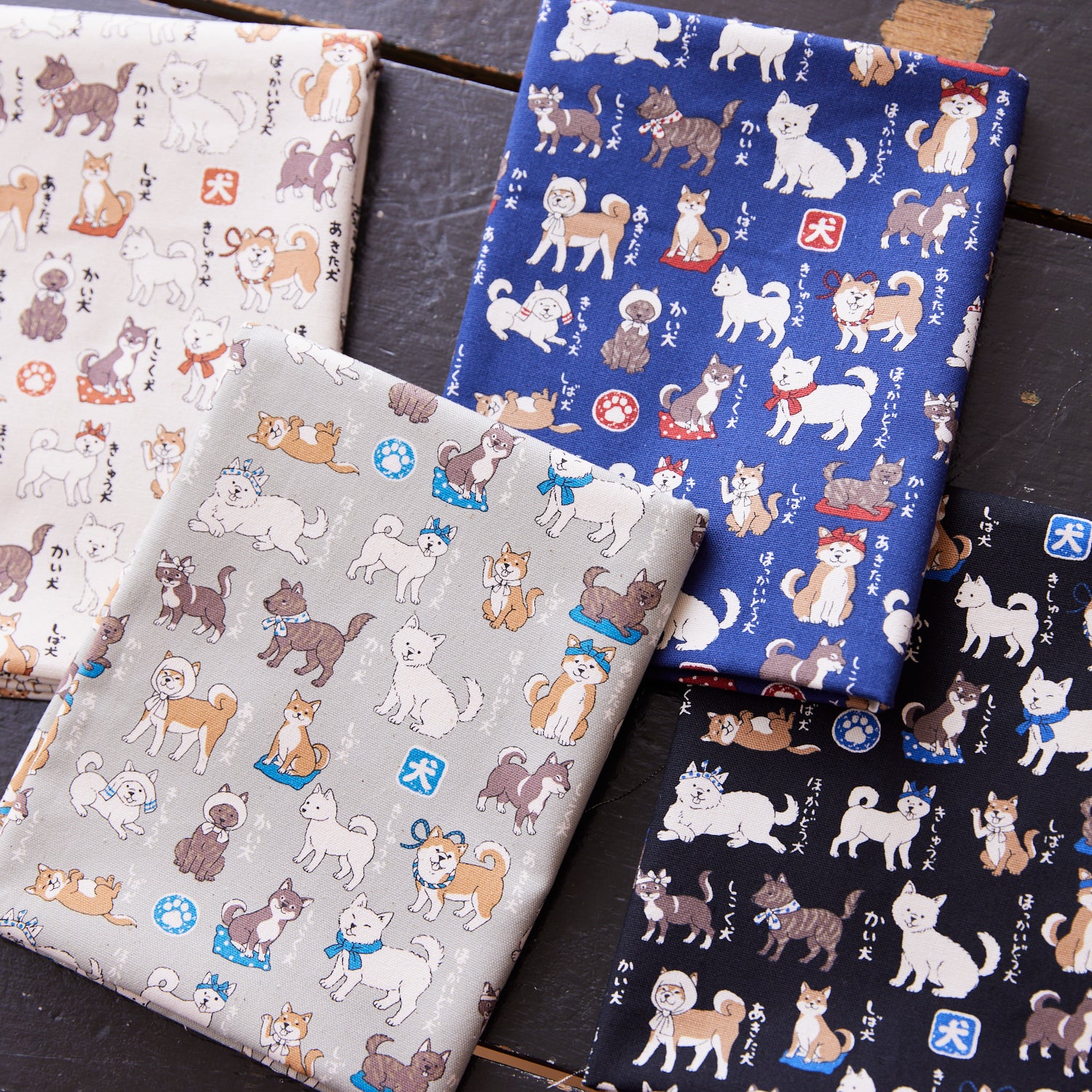 Japanese Dogs Shiba Inu Cotton Oxford - Black YPA-56030-1 - Image 3