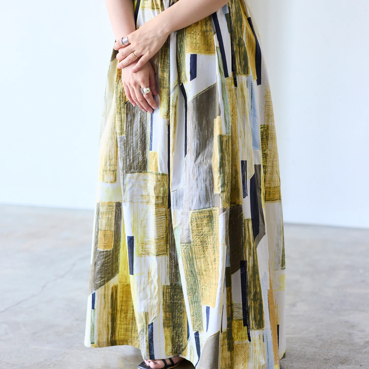 KESHIKI Office Street Cotton Viyella - Yellow x Beige EKX-4800-1 - Image 7