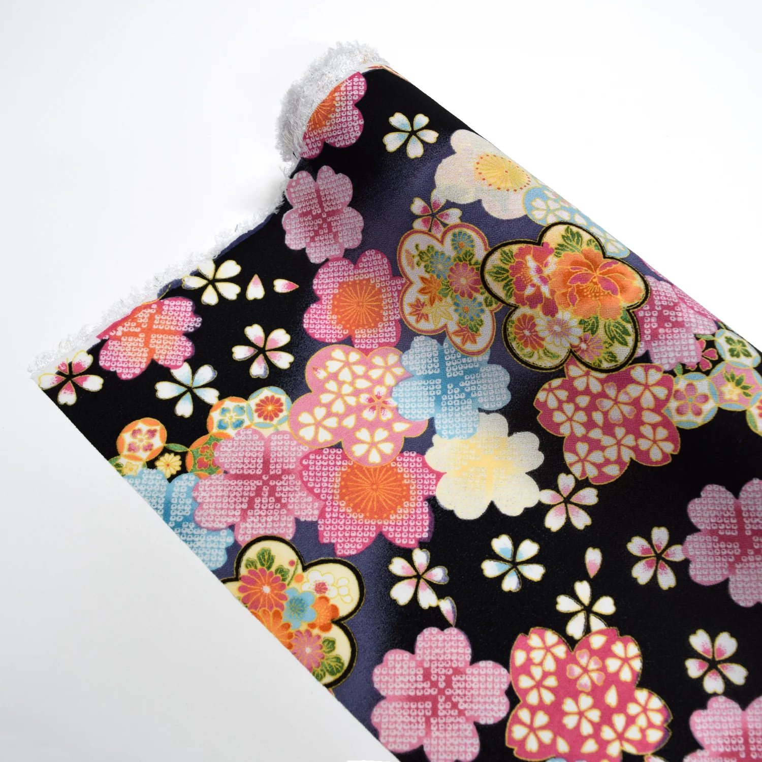 Kimoto Pattern Chirimen Fabric - Black [28" Width] LS-008-1 - Image 3