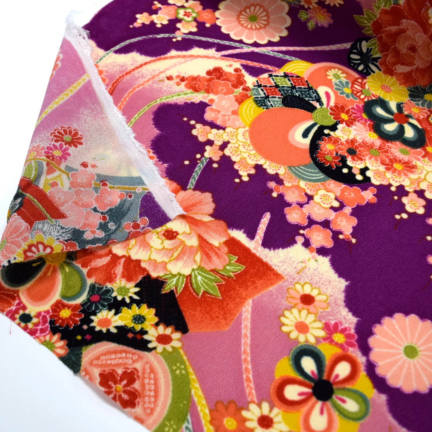 Kimoto Pattern Chirimen Fabric - Purple [28" Width] LS-008-1 - Image 4