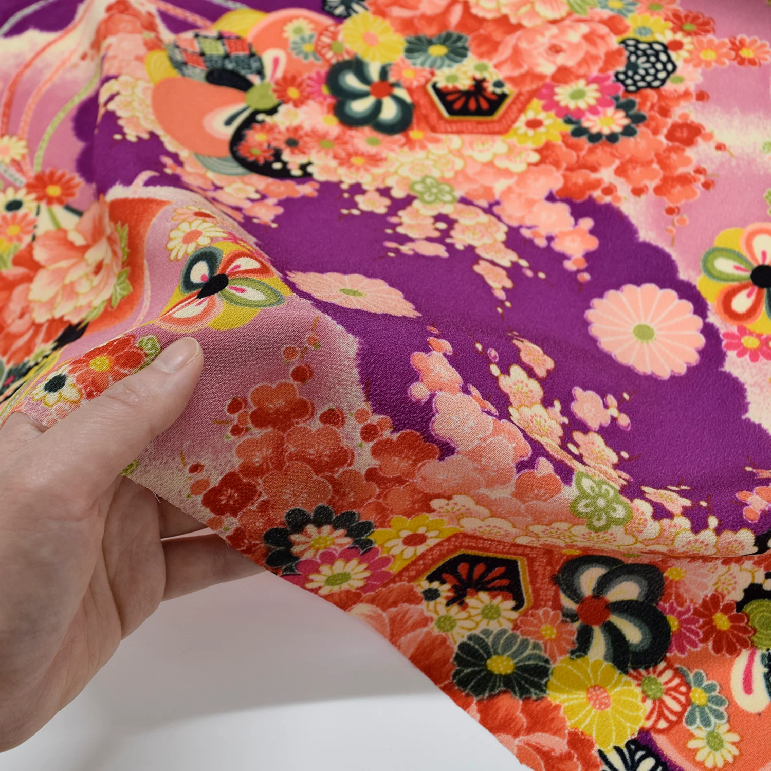 Kimoto Pattern Chirimen Fabric - Purple [28" Width] LS-008-1 - Image 5