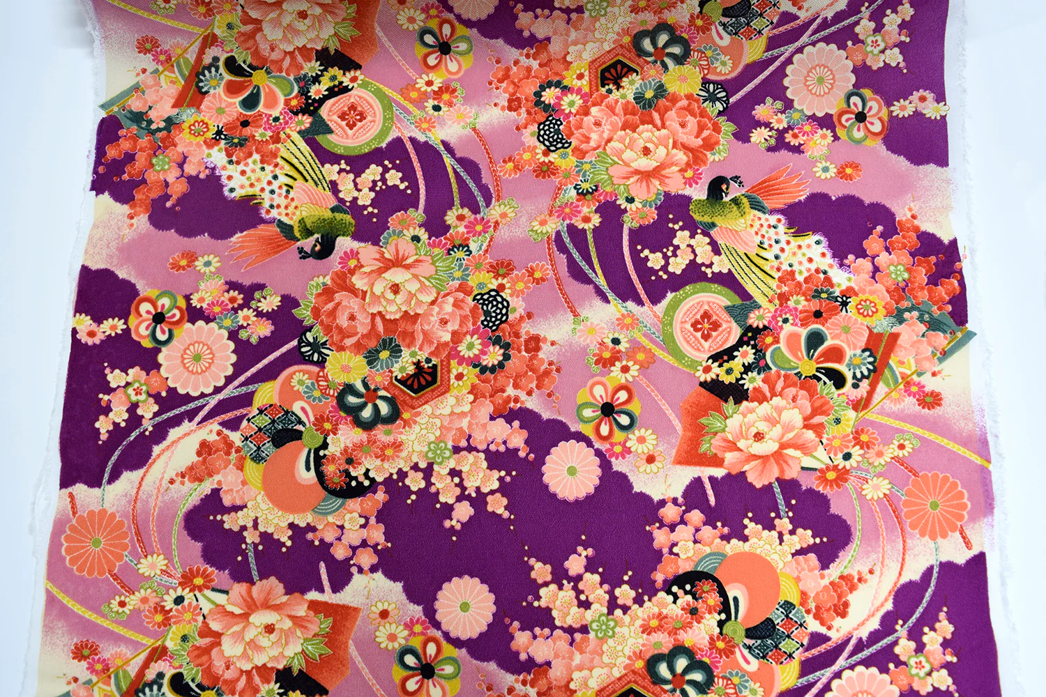Kimoto Pattern Chirimen Fabric - Purple [28" Width] LS-008-1 - Image 6