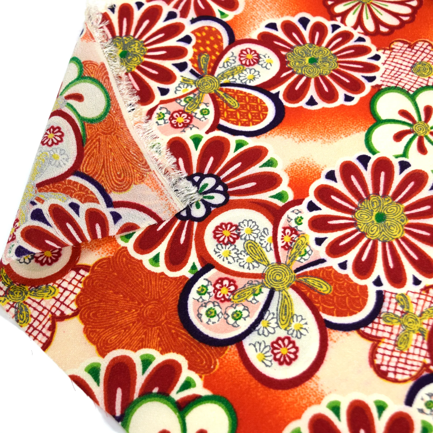 Kimoto Pattern Chirimen Fabric - Red [28" Width] LS-008-1 - Image 4