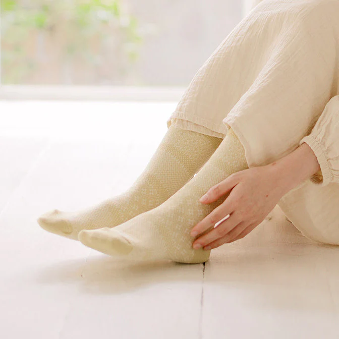 [Kokka Lifestyle] Cotton Linen Jacquard Socks - Image 3