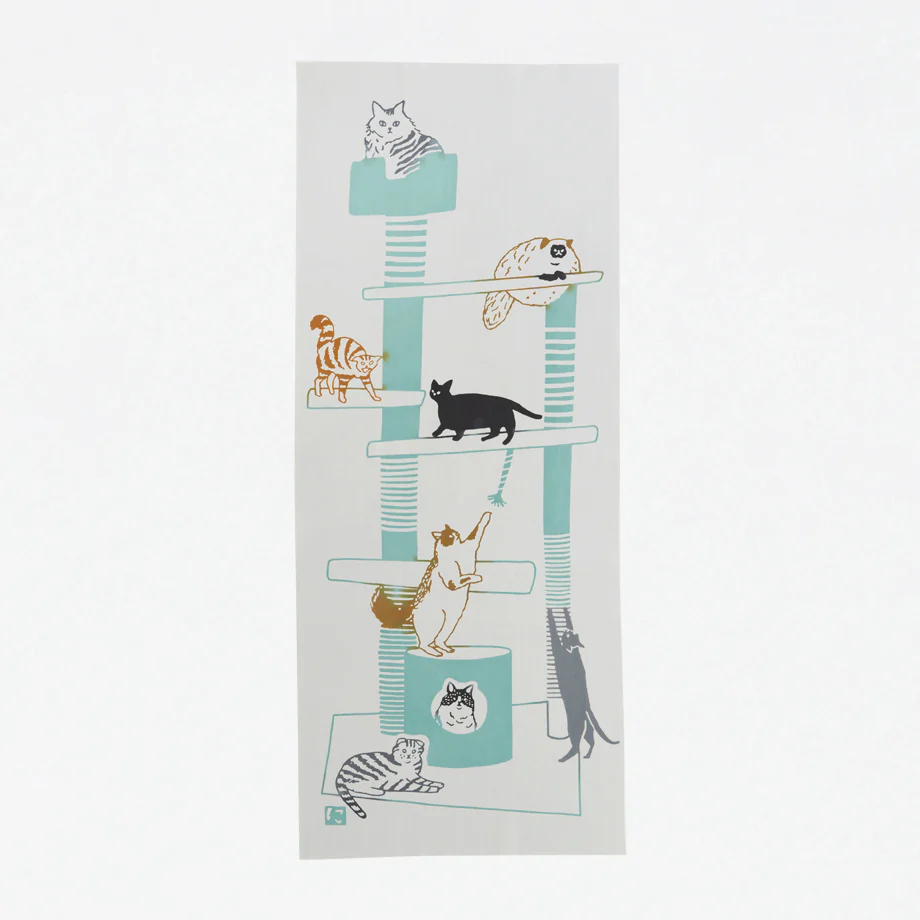 [Kokka Lifestyle] Nijiyura Cotton Tenugui - Cat Tower