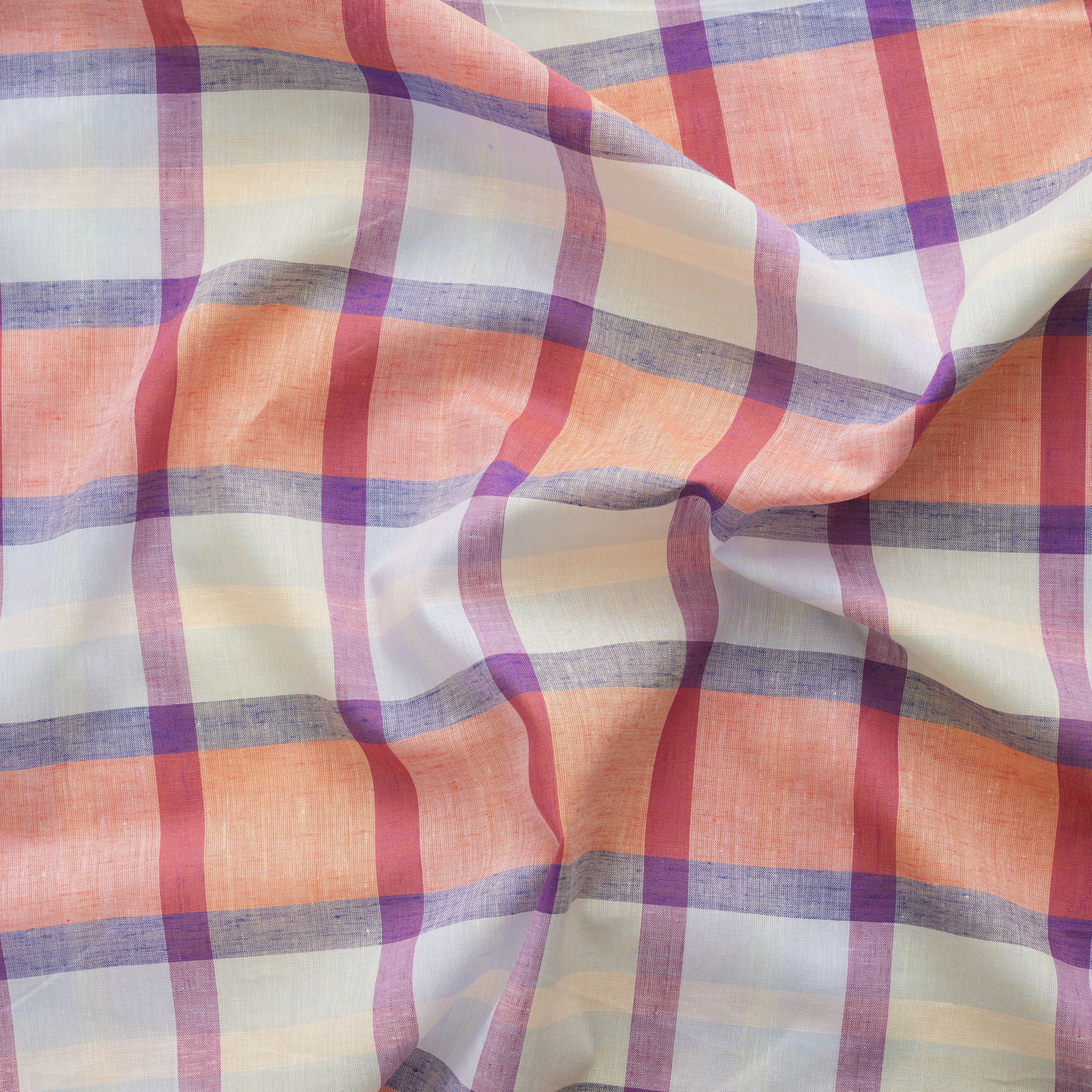 Madras Plaid Yarn Dyed Cotton Linen Lawn - Red - Image 2