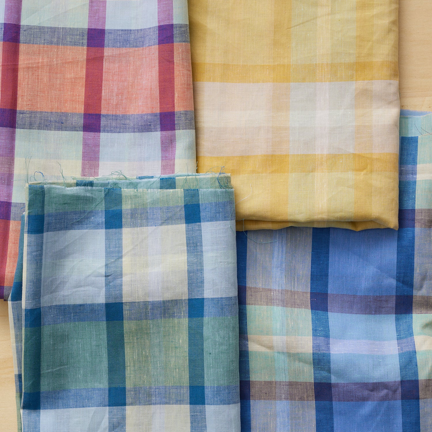 Madras Plaid Yarn Dyed Cotton Linen Lawn - Green - Image 3