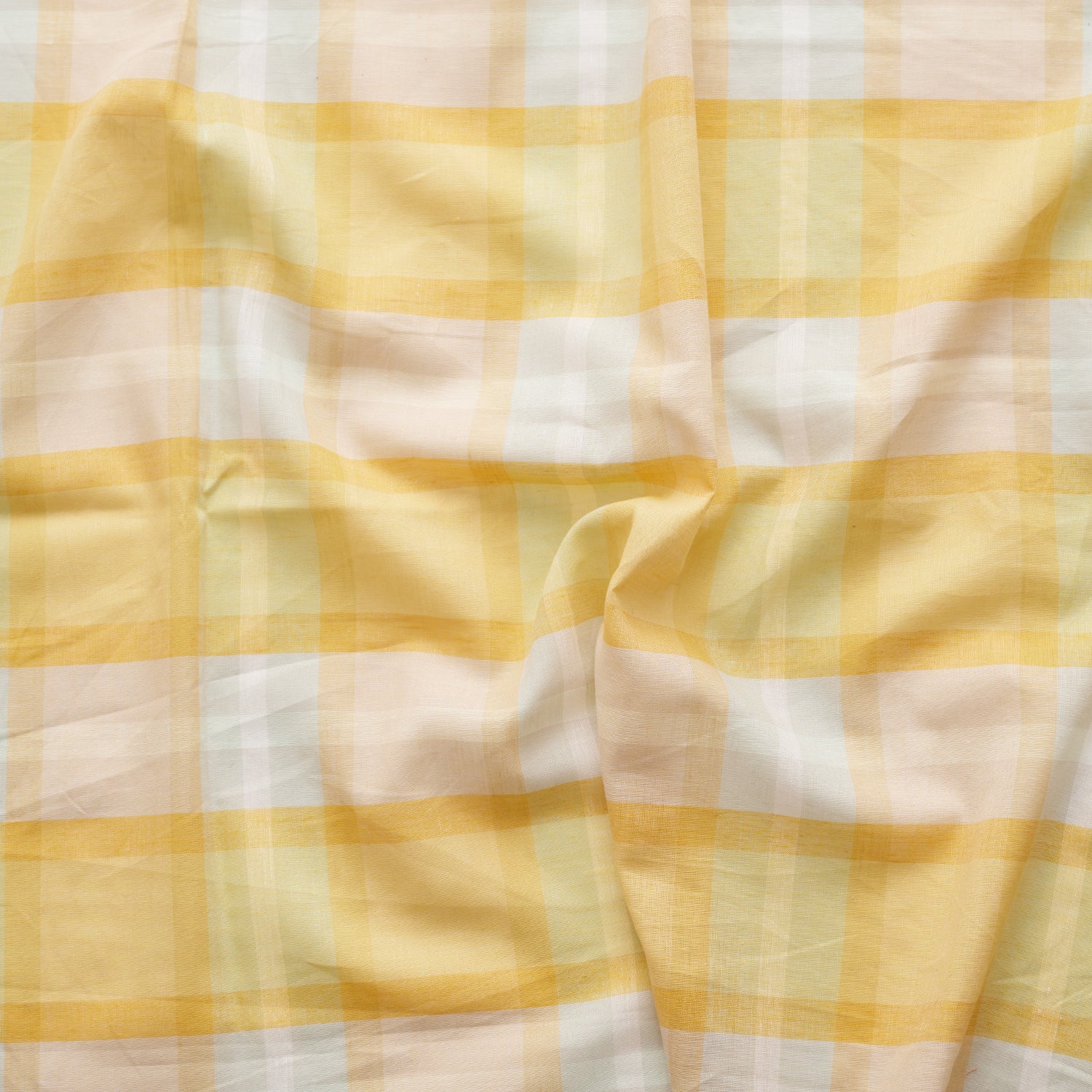 Madras Plaid Yarn Dyed Cotton Linen Lawn - Yellow - Image 2