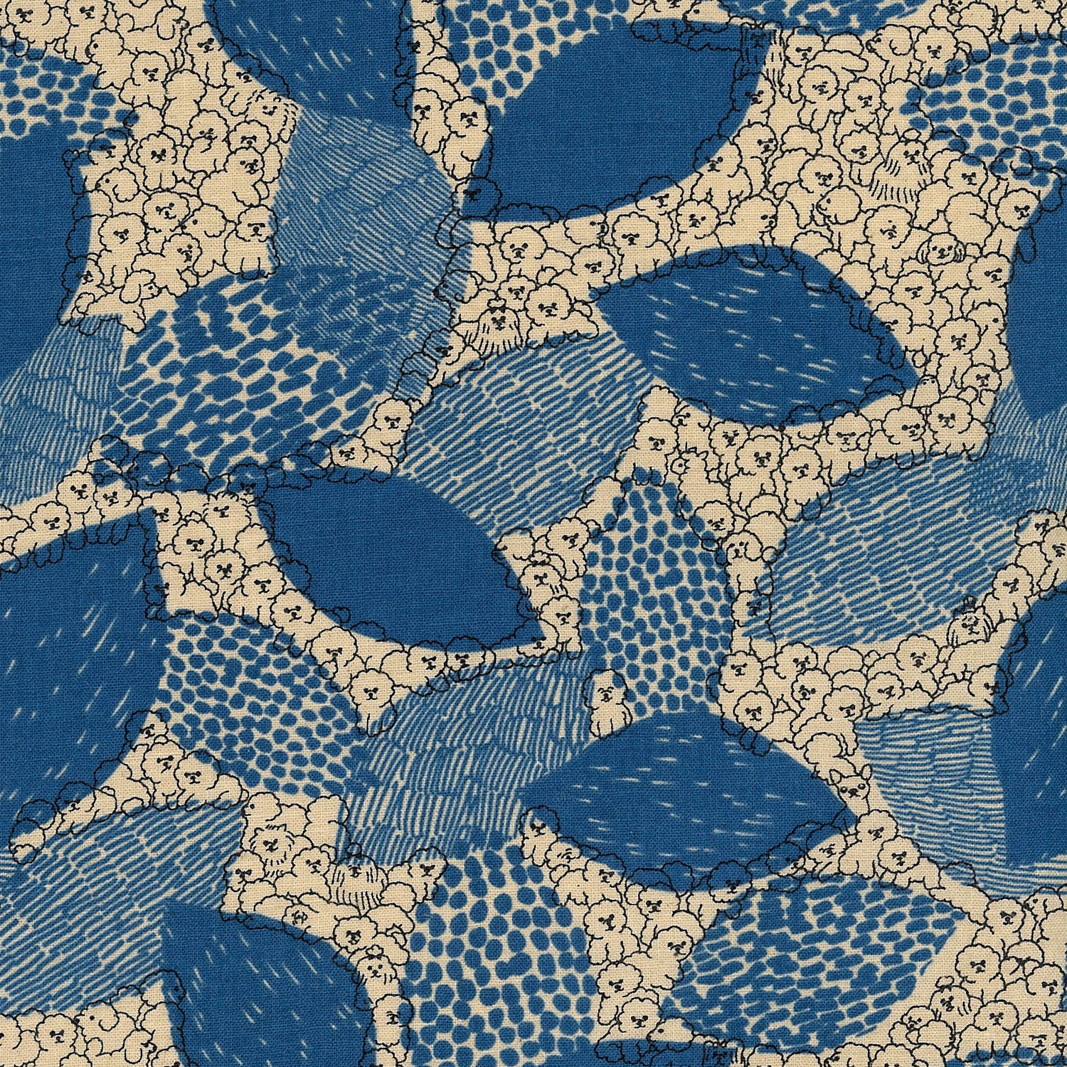 Marble SUD Bichon Frise Cotton Linen Sheeting - Blue EGX-8502-1