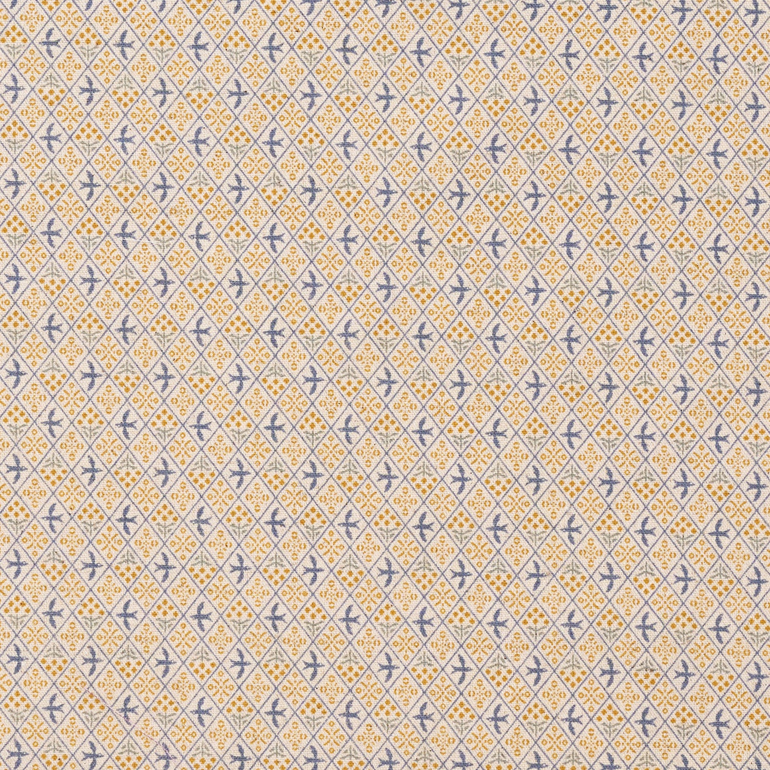 Mimosa Birds Cotton Linen Canvas - Ecru YKA-41070-1