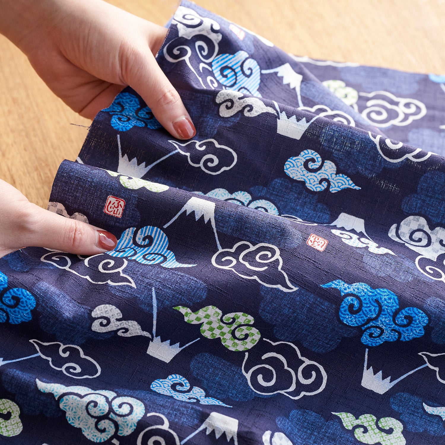 Mt Fuji and Clouds Cotton Dobby - Blue YGA-89040-2 - Image 4