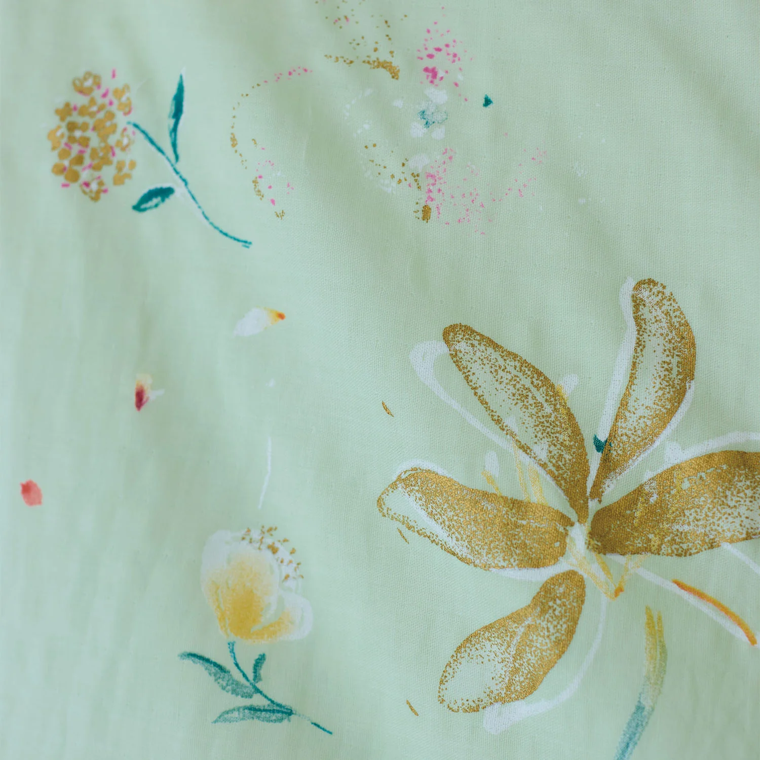 nani IRO Hana no toki niwa Organic Cotton Double Gauze - Light Green EGX-11440-1