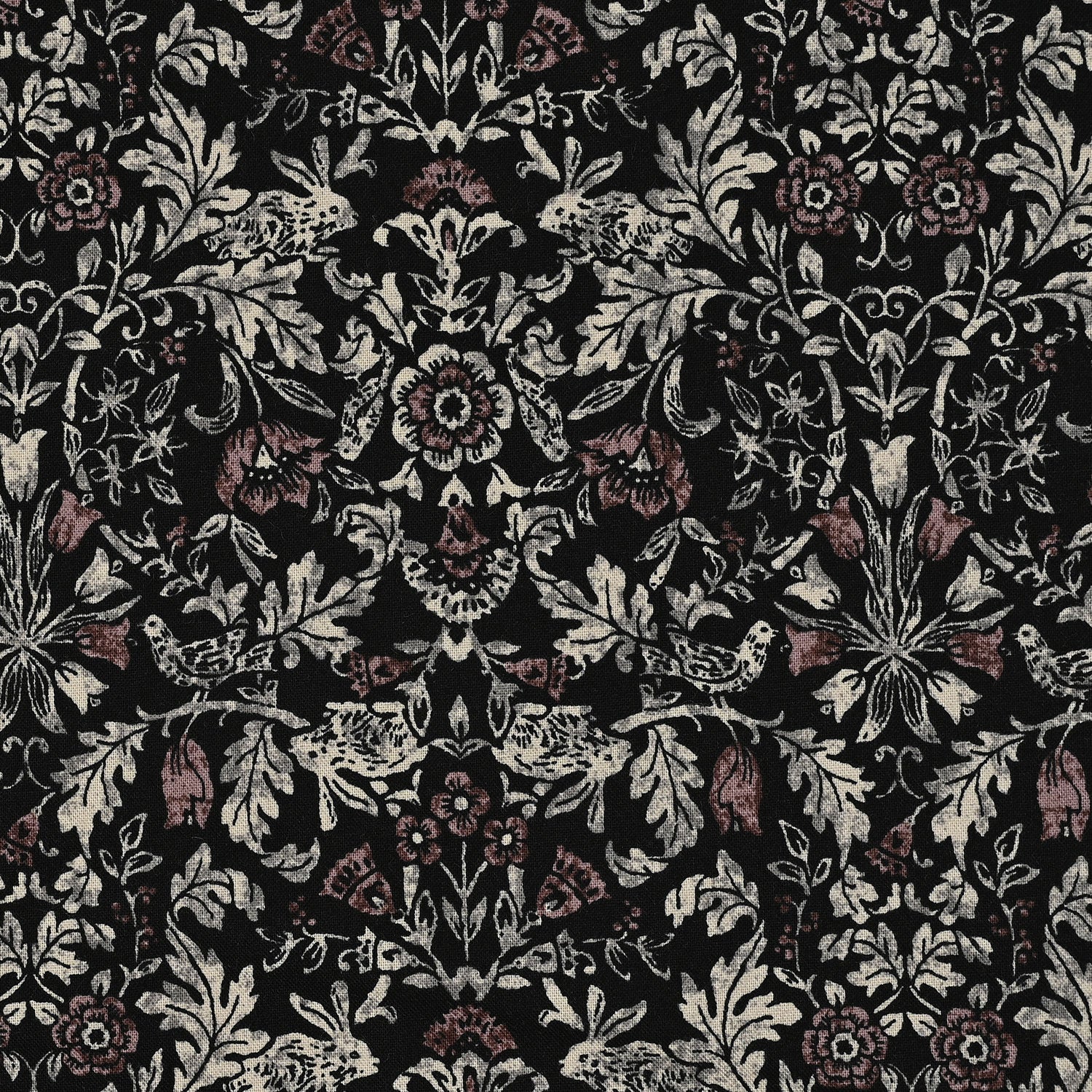 Natural Garden Brushed Cotton Sheeting - Black YGA-86090-1