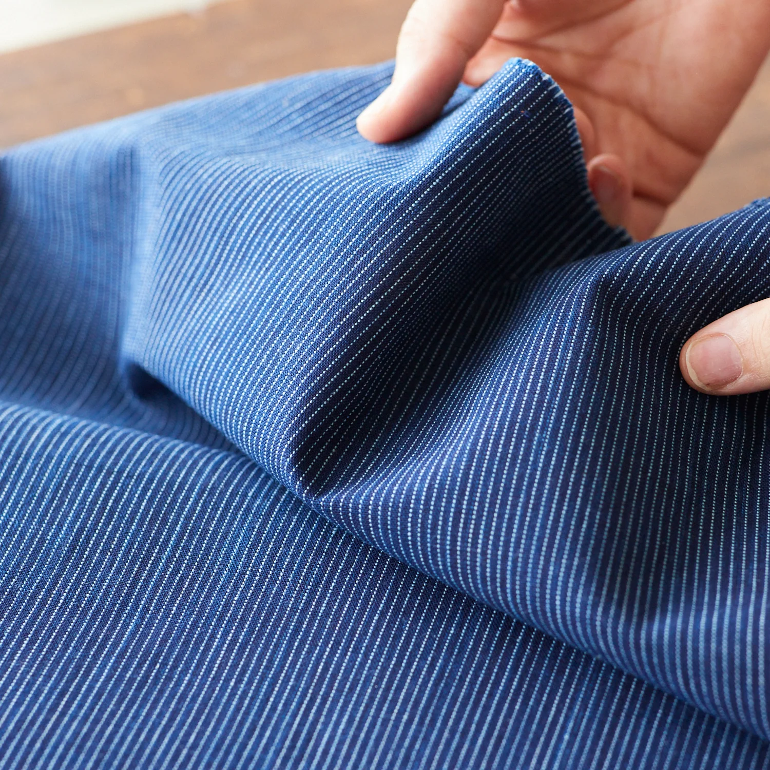 Natural Indigo Yarn-dyed Cotton - Stitch Stripe [15" Width] - Image 3