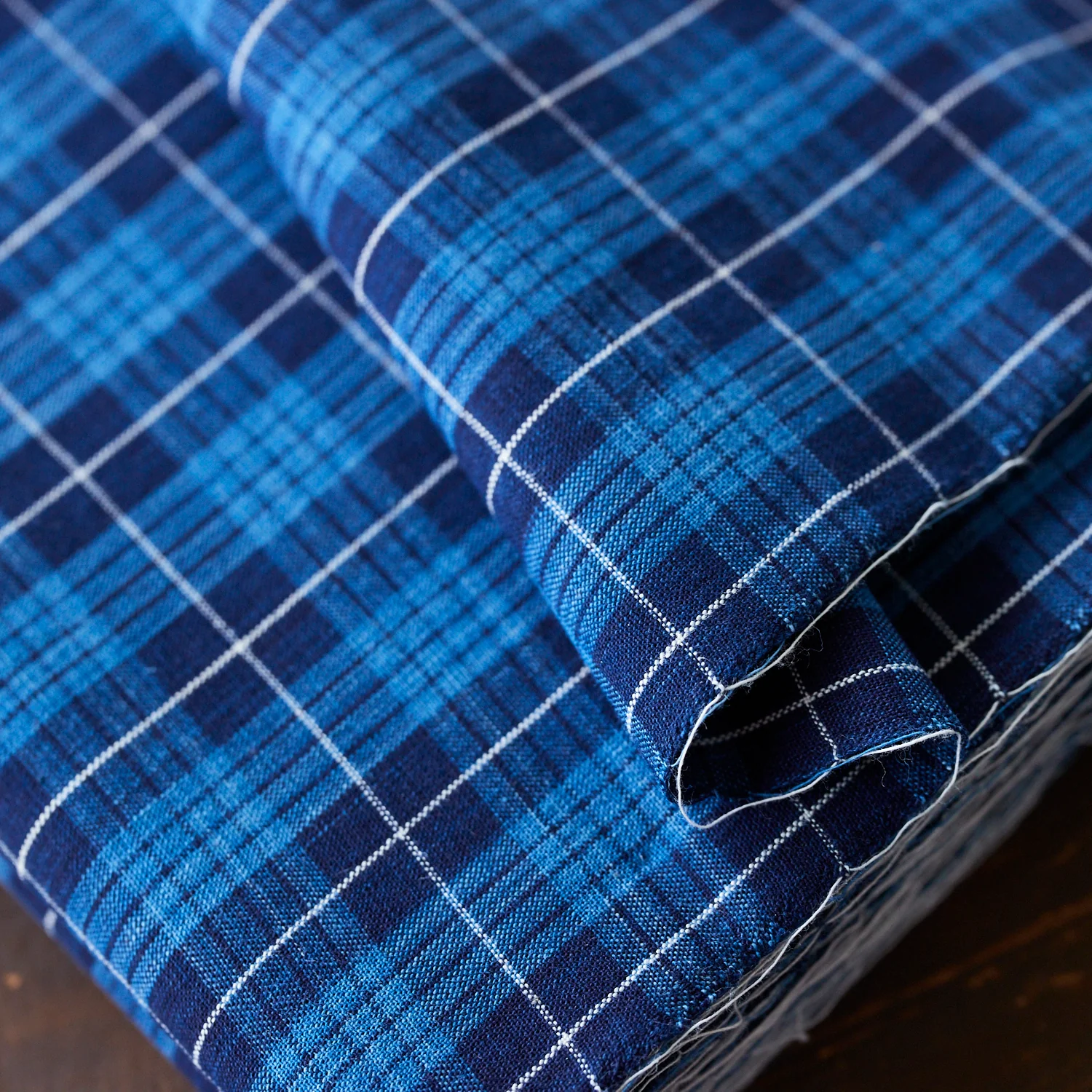 Natural Indigo Yarn-dyed Cotton - Check [15" Width]