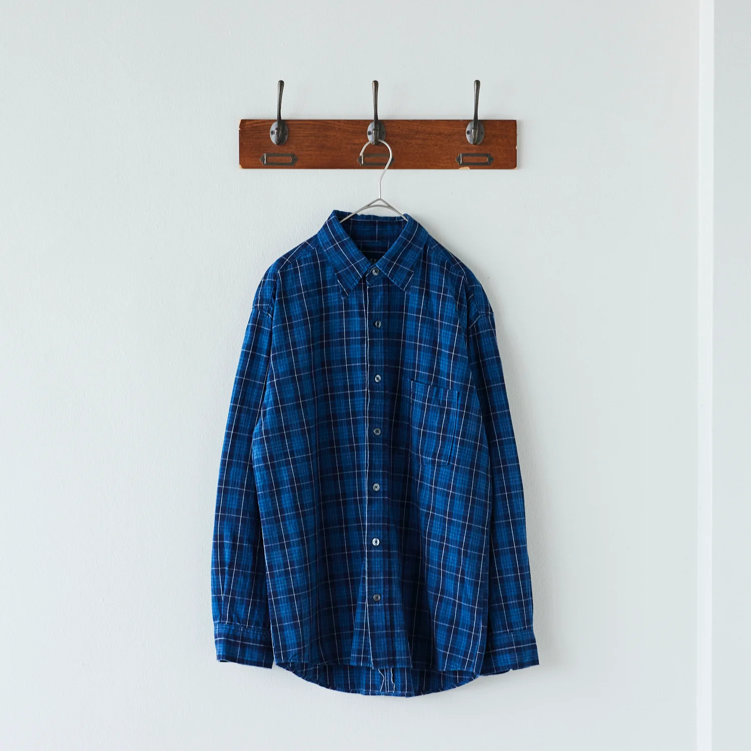 Natural Indigo Yarn-dyed Cotton - Wide Check [15" Width] - Image 7
