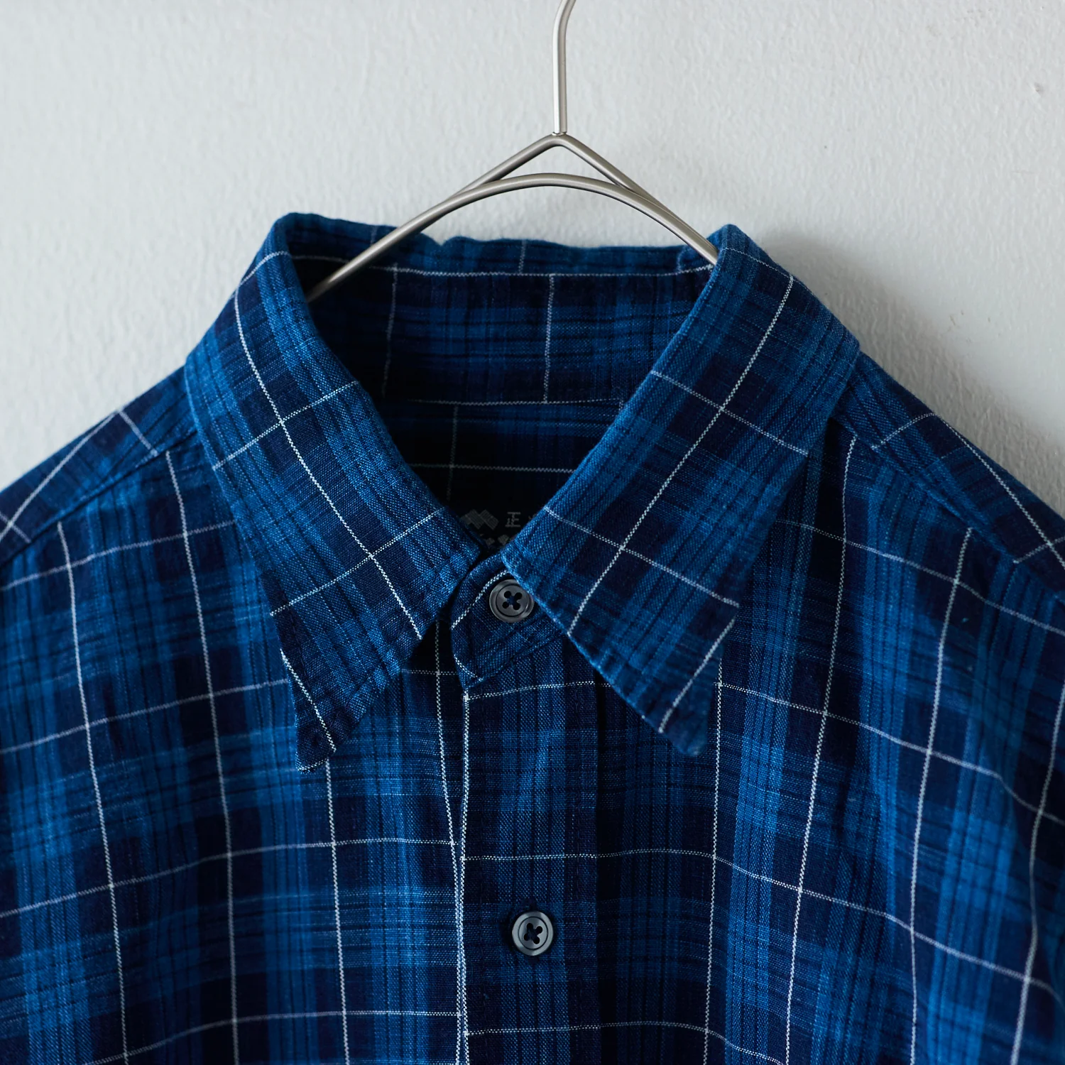 Natural Indigo Yarn-dyed Cotton - Wide Check [15" Width] - Image 8