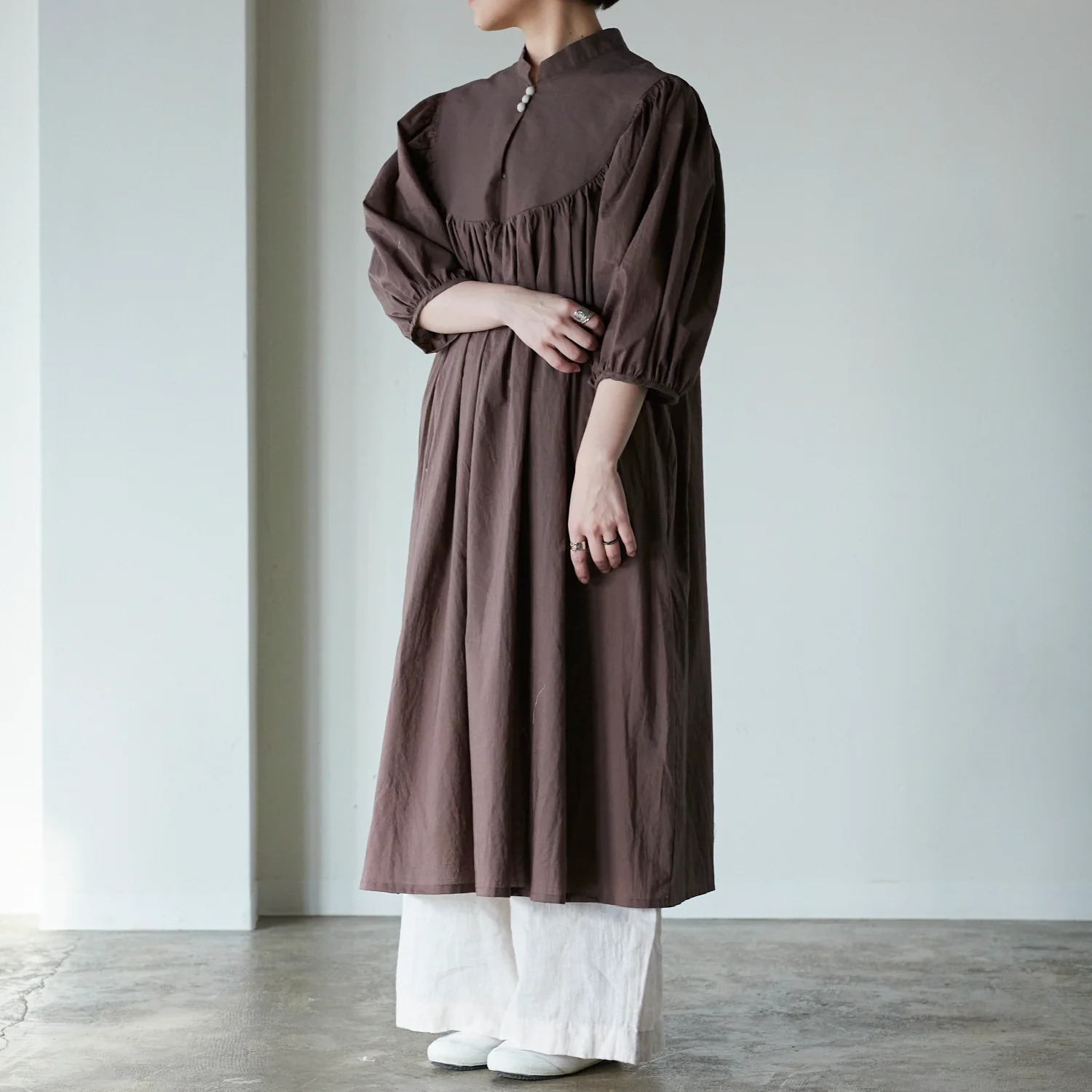 Nuno to Mono Cotton Washed Lawn - Brown YKA-590-1 - Image 3
