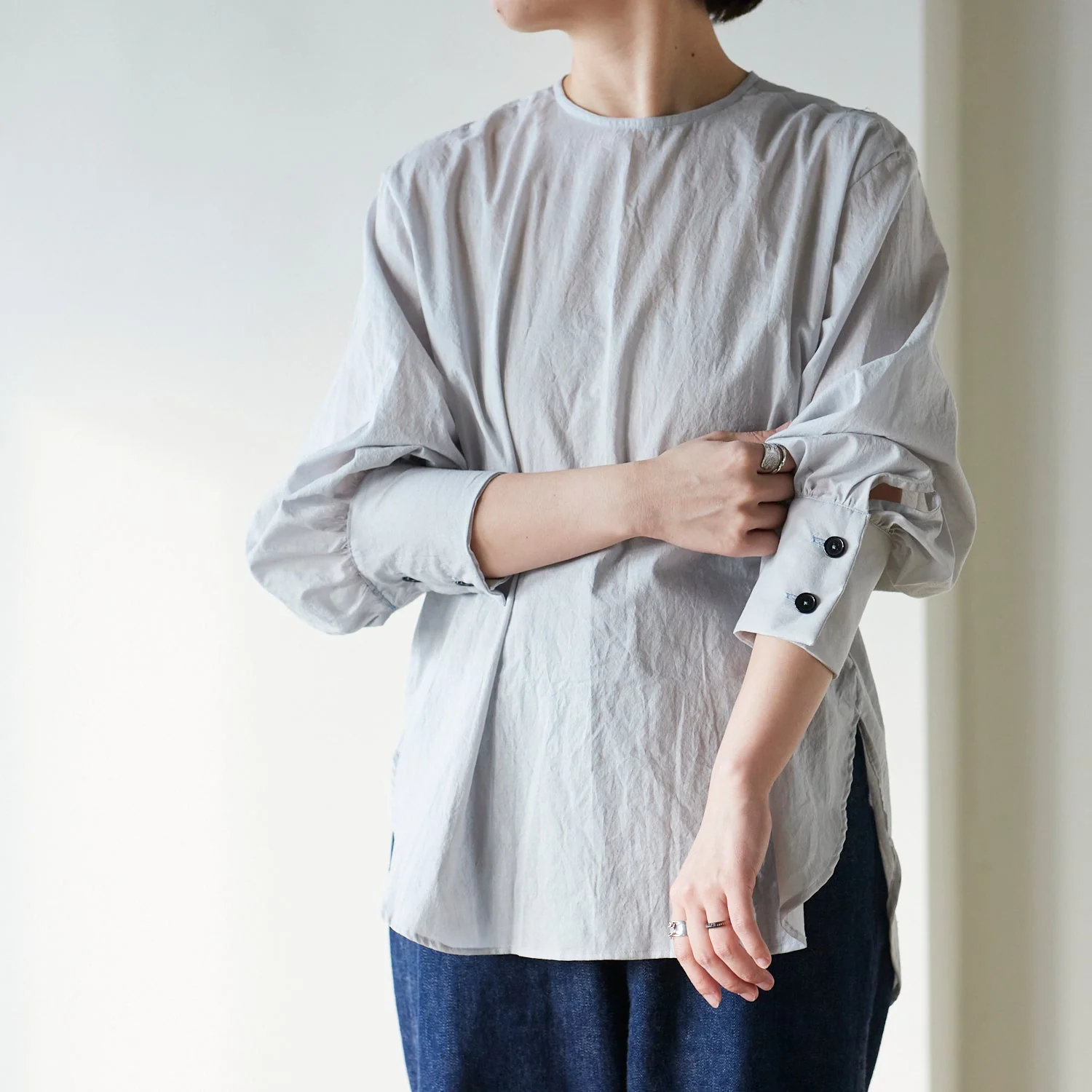 Nuno to Mono Cotton Washed Lawn - Light Grey YKA-590-1 - Image 4