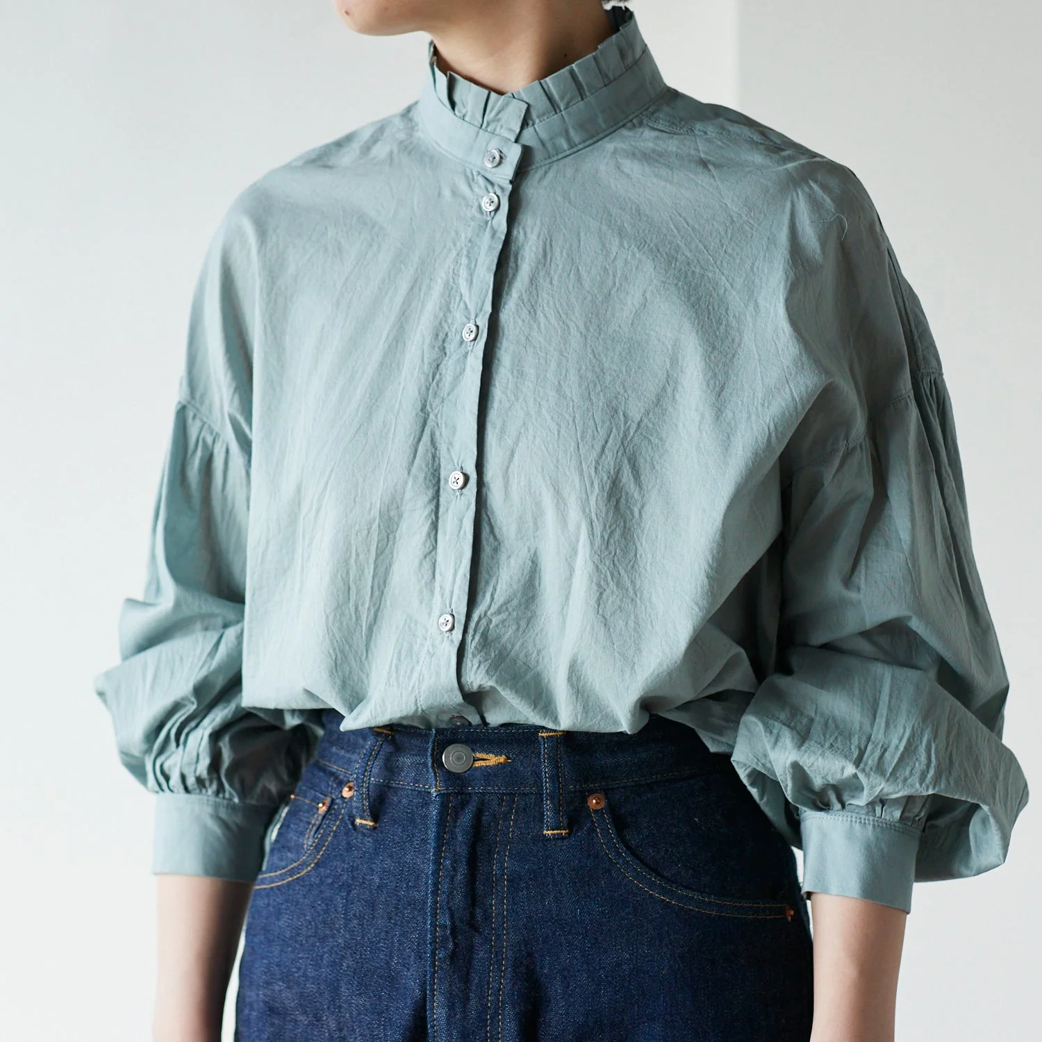 Nuno to Mono Cotton Washed Lawn - Mint Green YKA-590-1 - Image 3