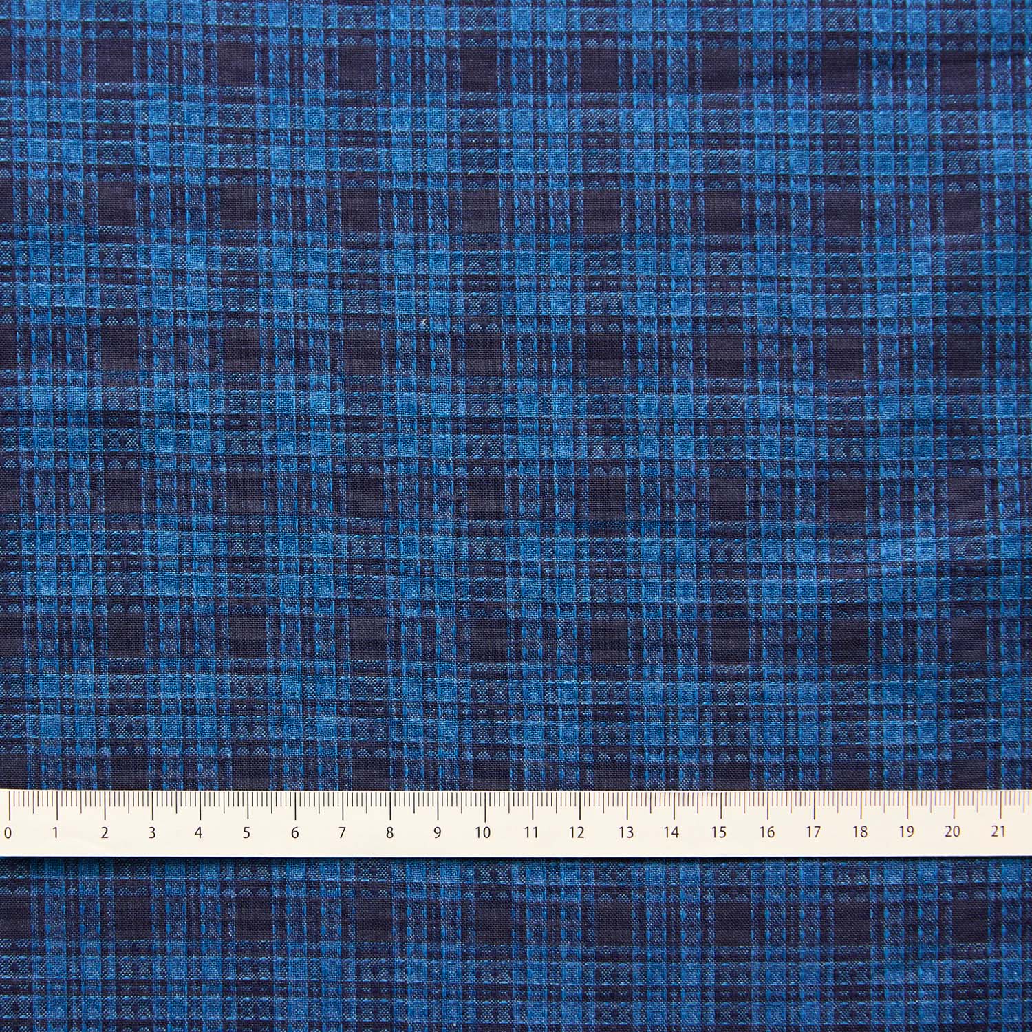Organic Cotton Yarn-dyed Indigo Dobby - Small Check TS-2072-1 - Image 2