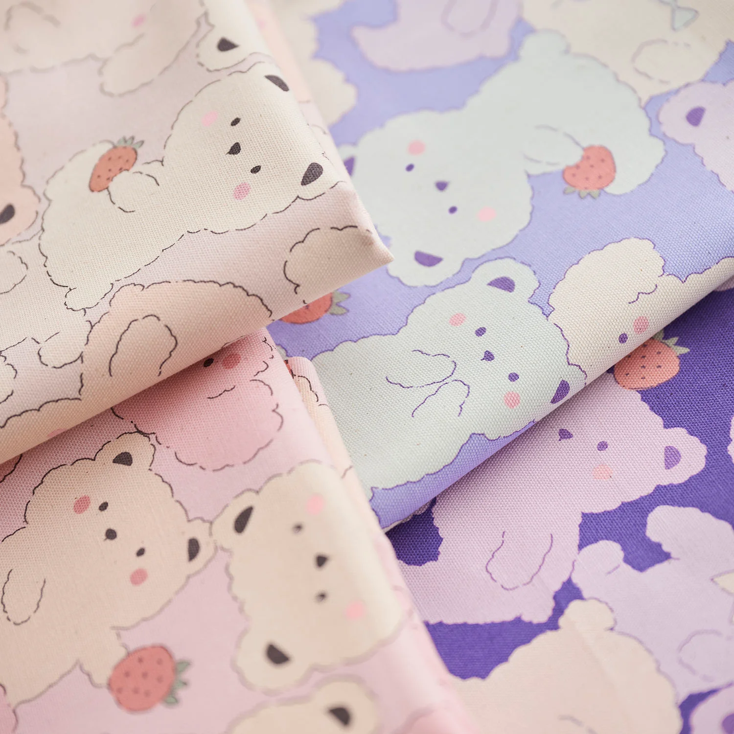 Pastel Bonbon Bear & Dog Cotton Oxford - Purple Blue YKA-39030-1 - Image 4